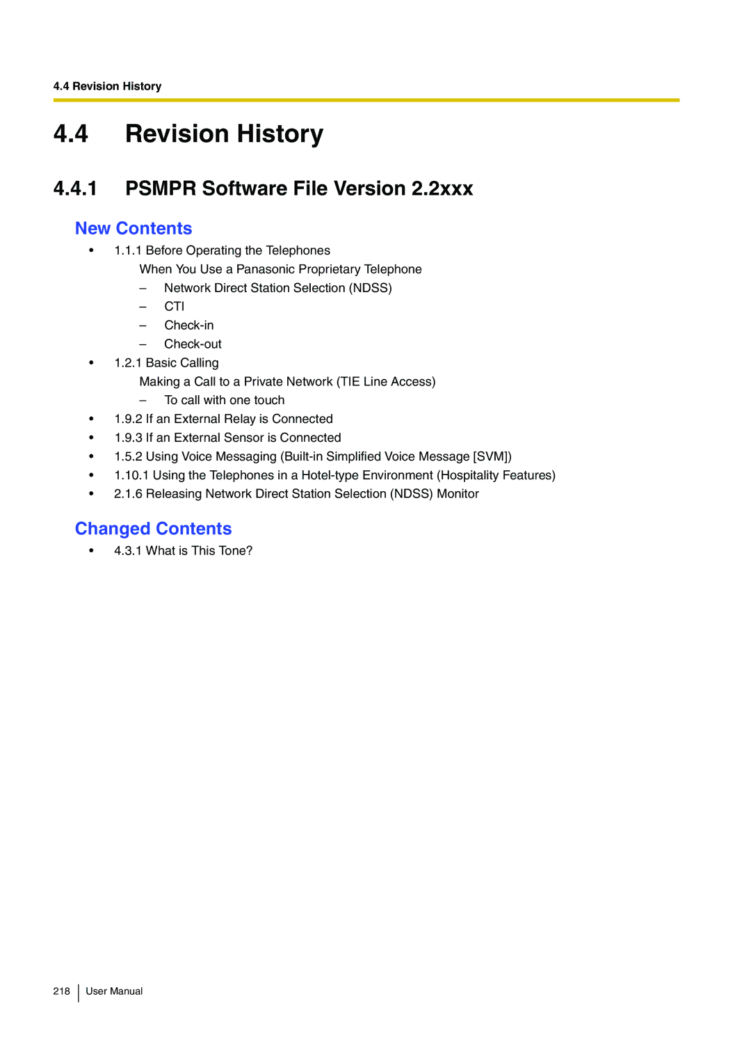 Panasonic KX-TDA15 user manual Revision History, Psmpr Software File Version, New Contents, Changed Contents 