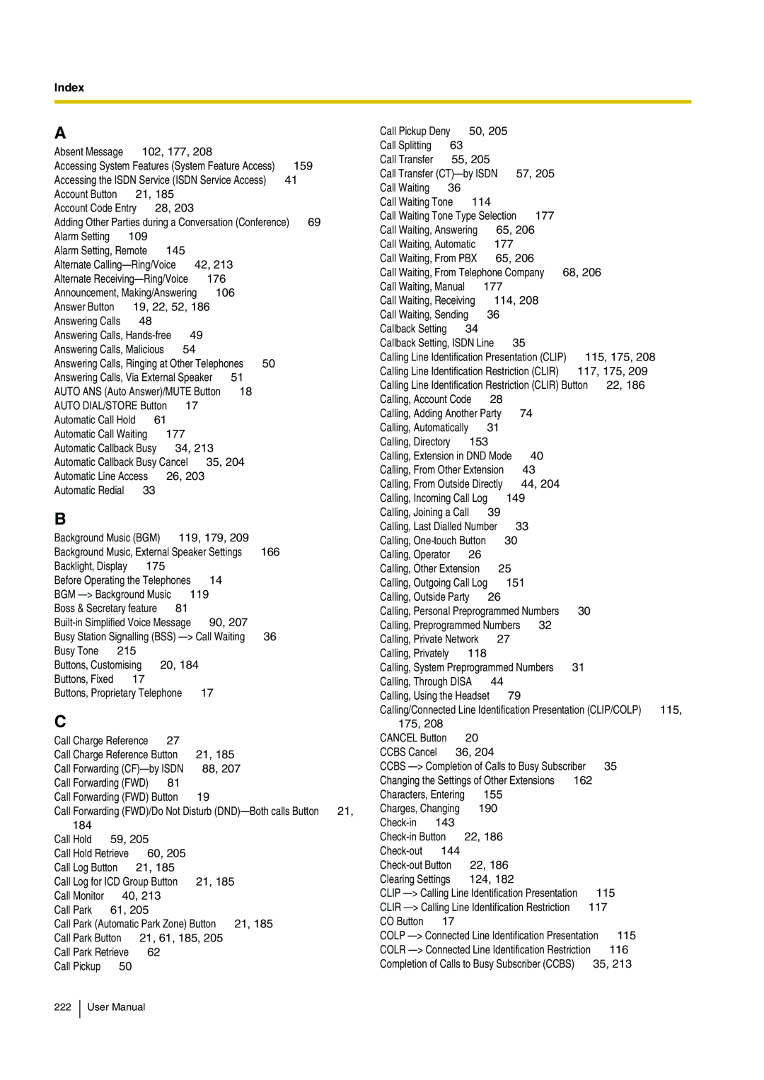 Panasonic KX-TDA15 user manual Index 