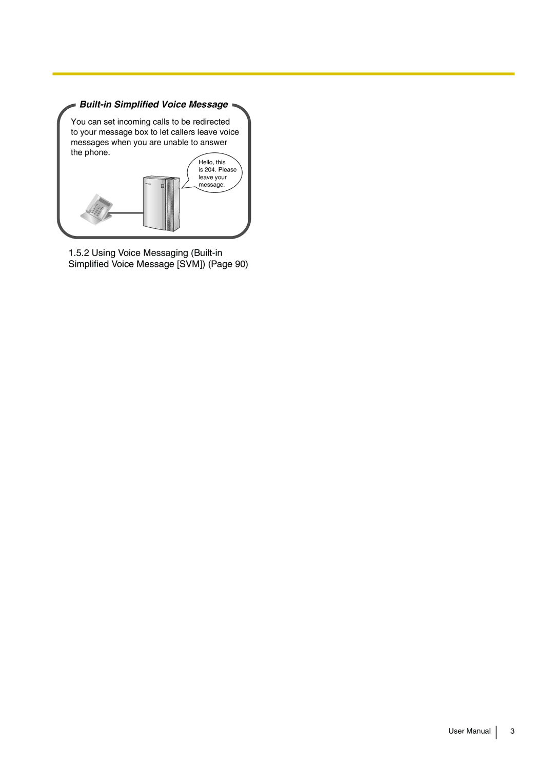 Panasonic KX-TDA15 user manual Built-in Simplified Voice Message 