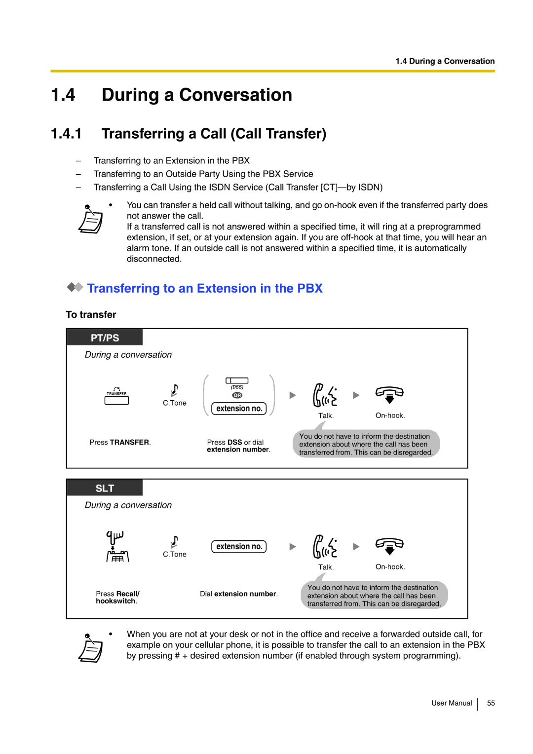 Panasonic KX-TDA15 During a Conversation, Transferring a Call Call Transfer, Transferring to an Extension in the PBX 