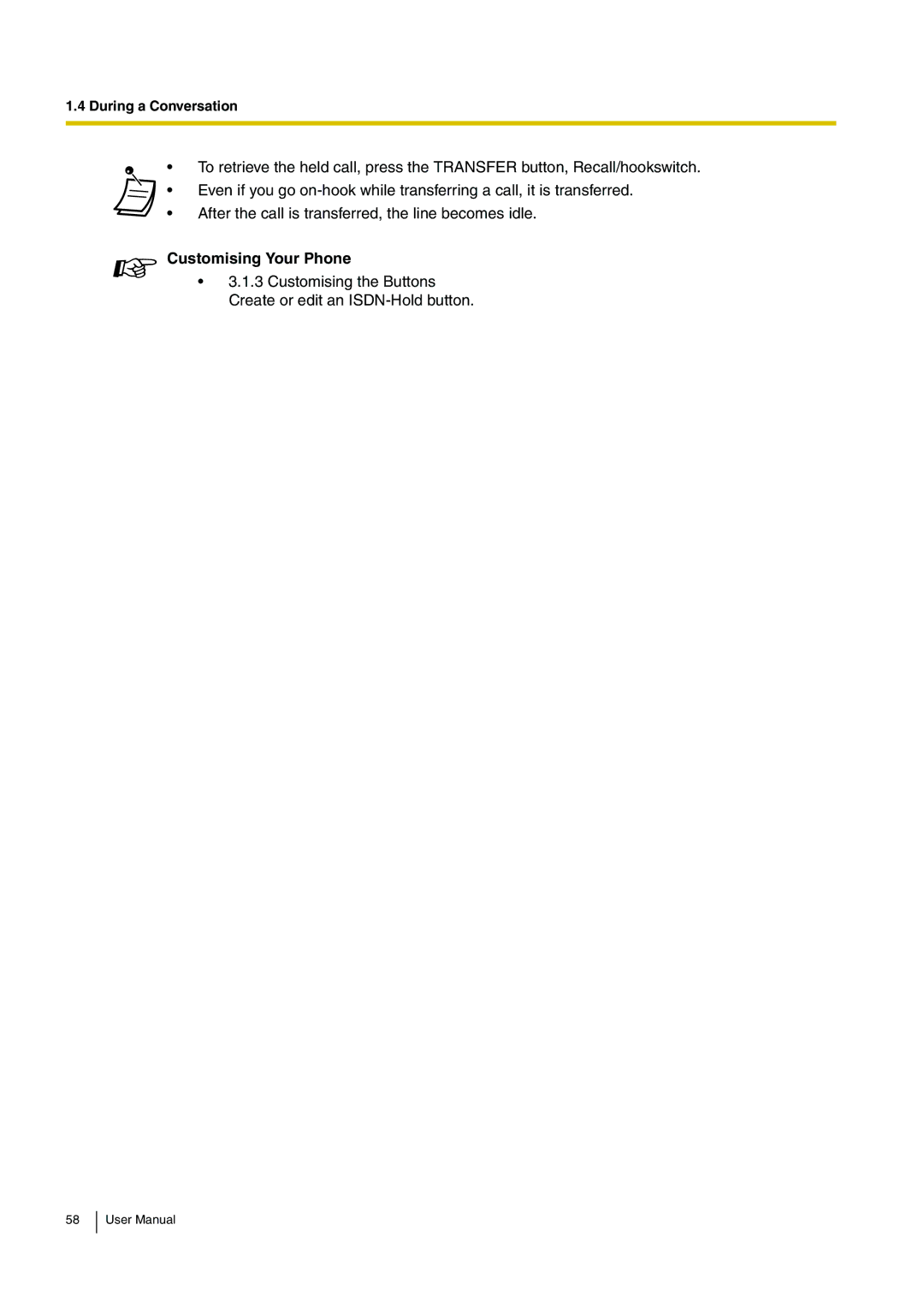 Panasonic KX-TDA15 user manual Customising the Buttons Create or edit an ISDN-Hold button 