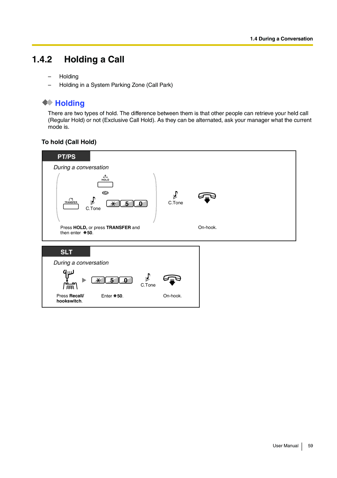 Panasonic KX-TDA15 user manual Holding a Call, To hold Call Hold 