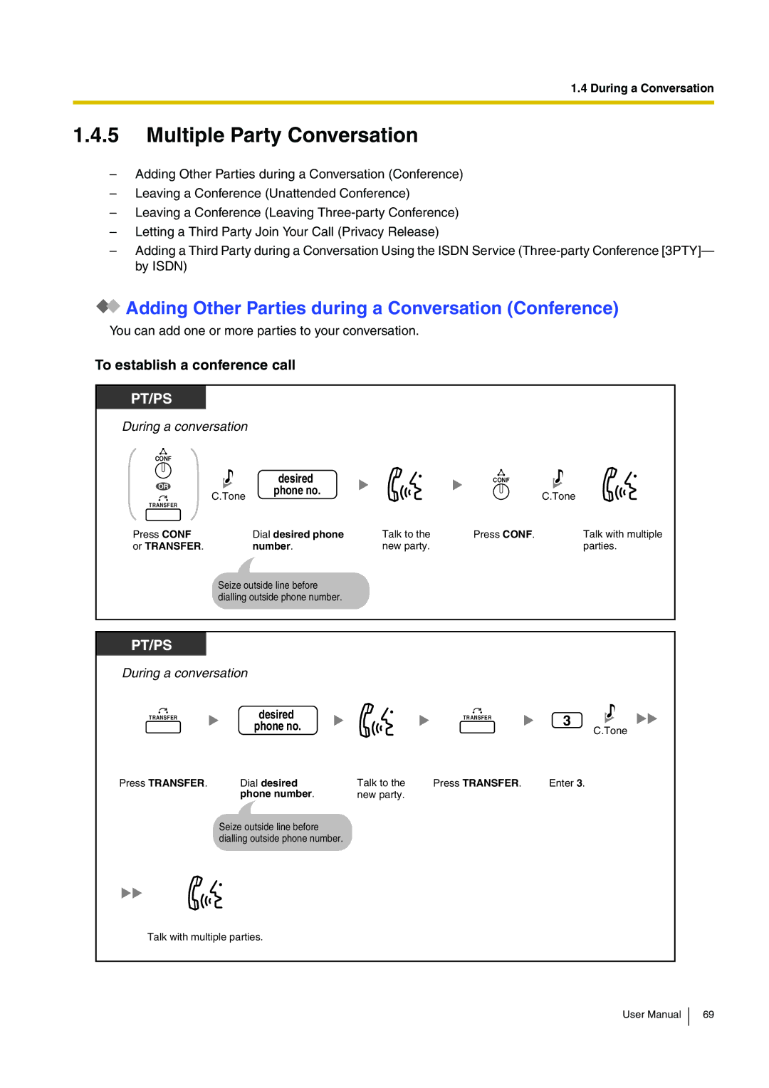 Panasonic KX-TDA15 user manual Multiple Party Conversation, Adding Other Parties during a Conversation Conference 