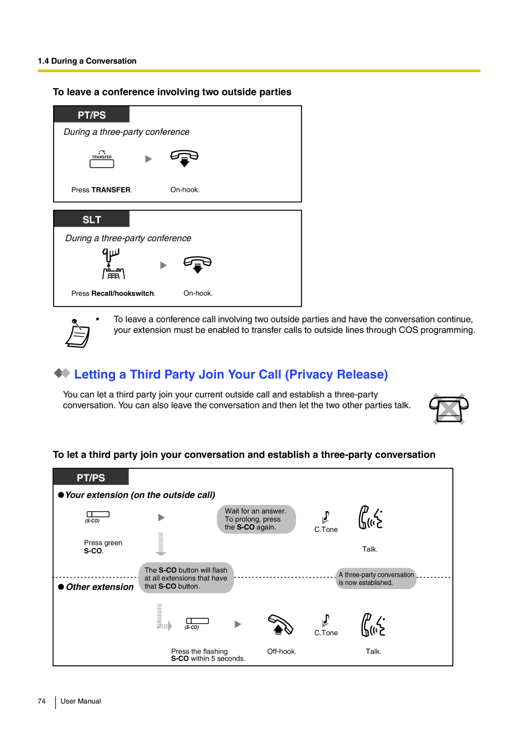 Panasonic KX-TDA15 user manual Letting a Third Party Join Your Call Privacy Release 