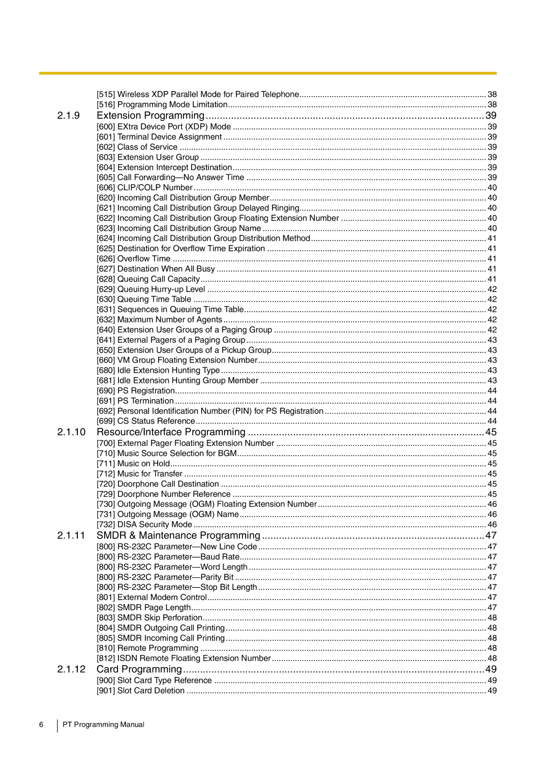 Panasonic KX-TDA15 manual Card Programming 