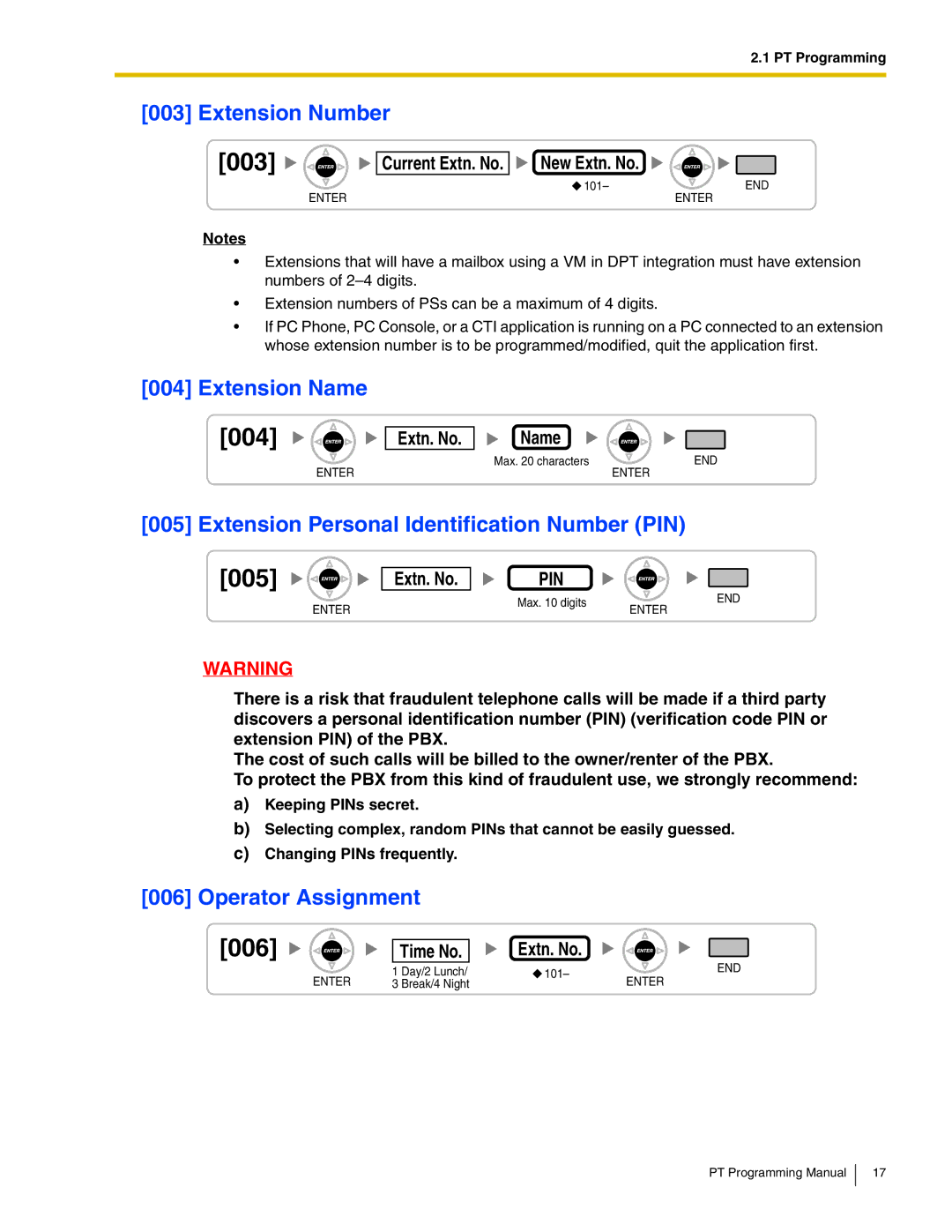 Panasonic KX-TDA100, KX-TDA200, KX-TDA50, KX-TDA600 manual 003, 005, 006 