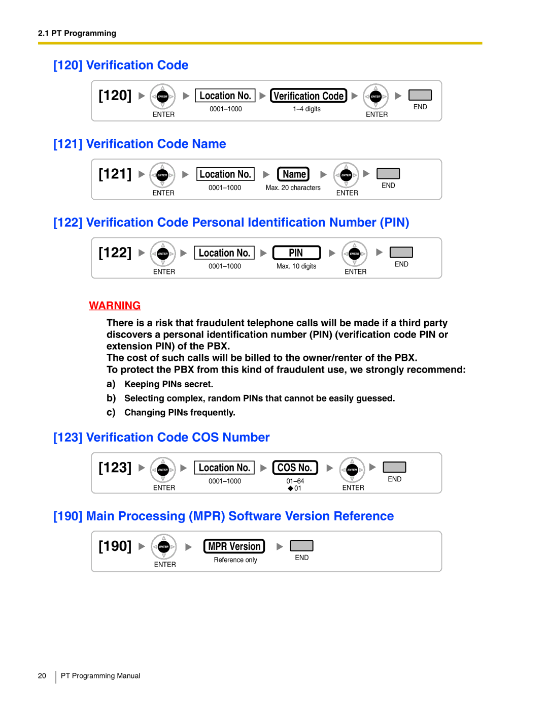 Panasonic KX-TDA200, KX-TDA100, KX-TDA50, KX-TDA600 manual 121, 122, 123, 190 