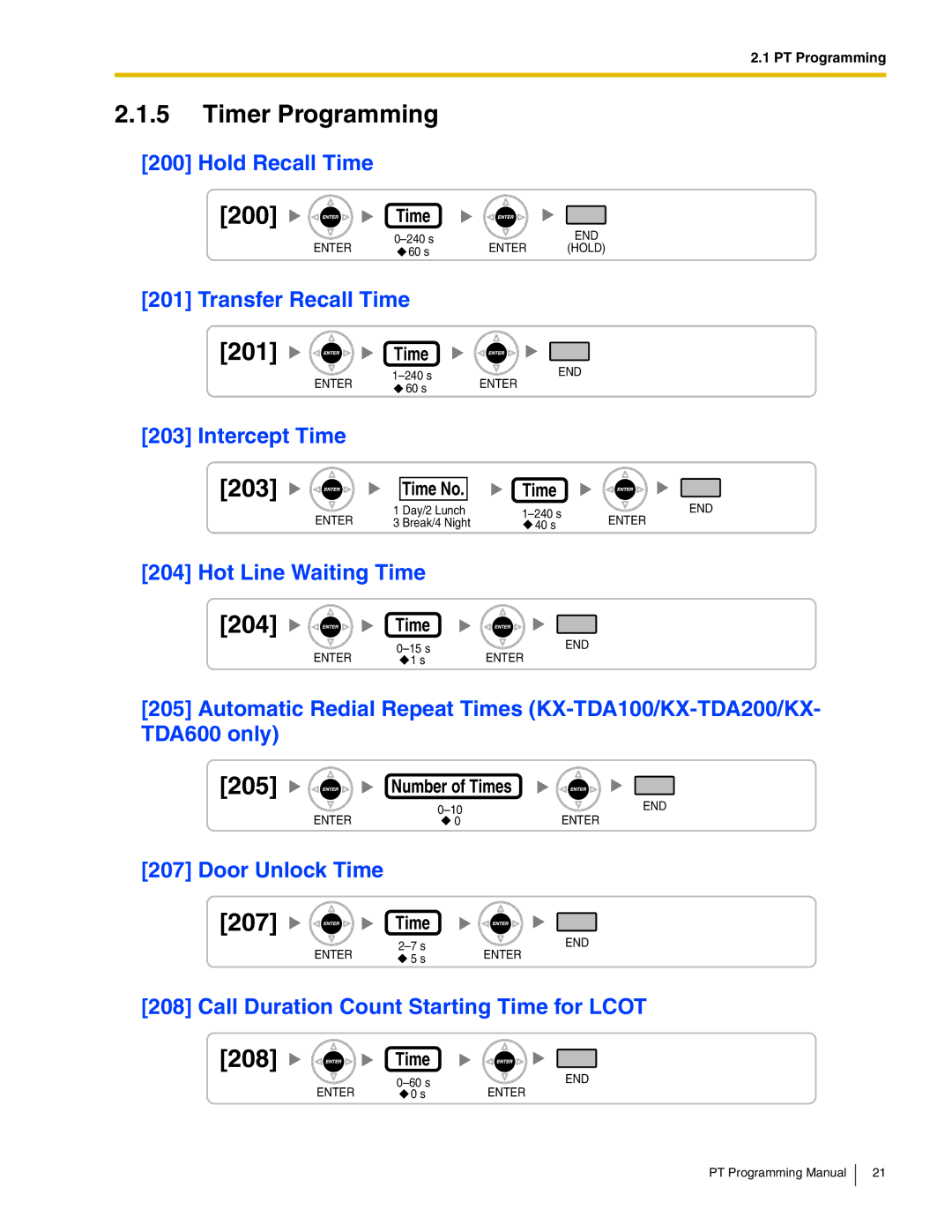 Panasonic KX-TDA100, KX-TDA200, KX-TDA50, KX-TDA600 manual 203, Timer Programming 