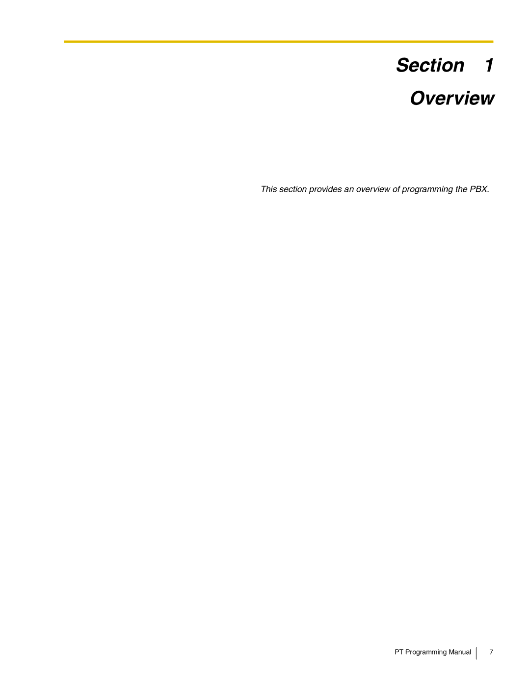 Panasonic KX-TDA600, KX-TDA200, KX-TDA100, KX-TDA50 manual Section Overview 