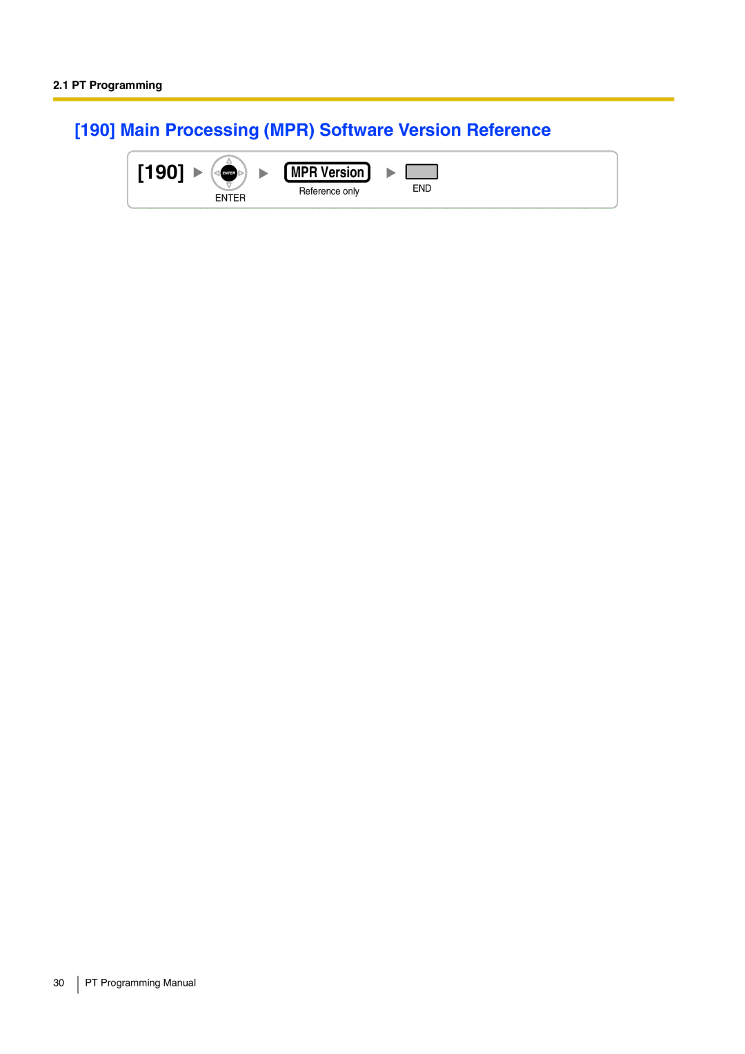 Panasonic KX-TDA200 manual 190, Main Processing MPR Software Version Reference 