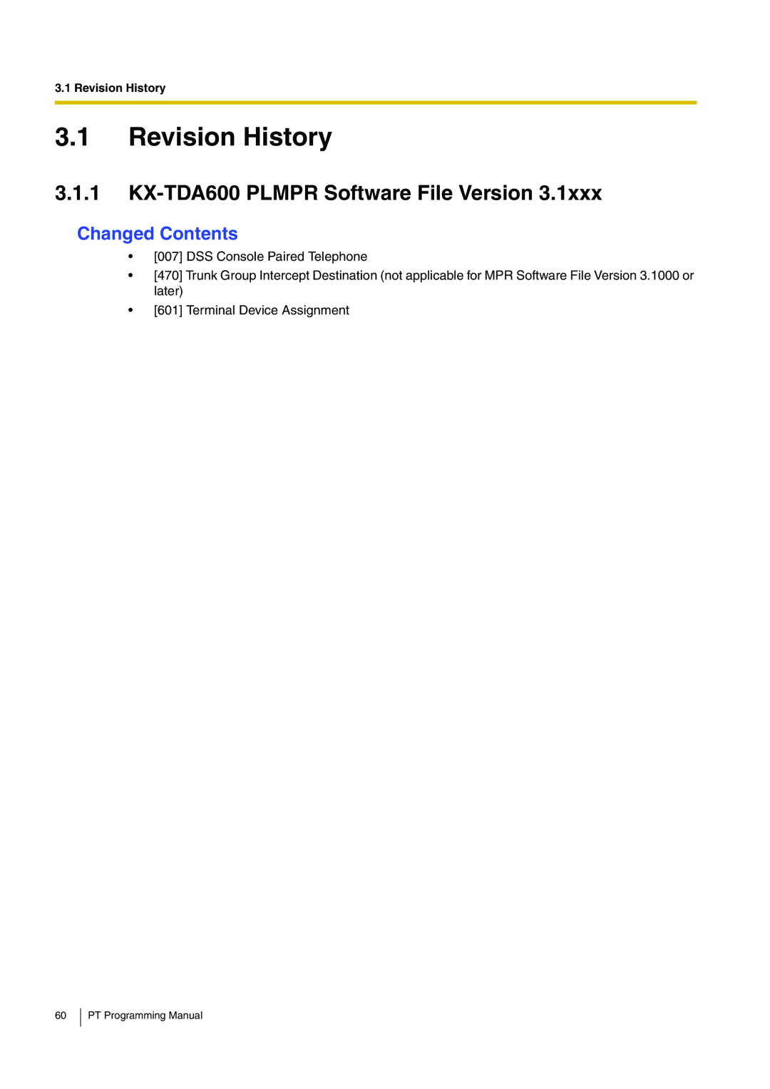 Panasonic KX-TDA200 manual KX-TDA600 Plmpr Software File Version, Changed Contents 