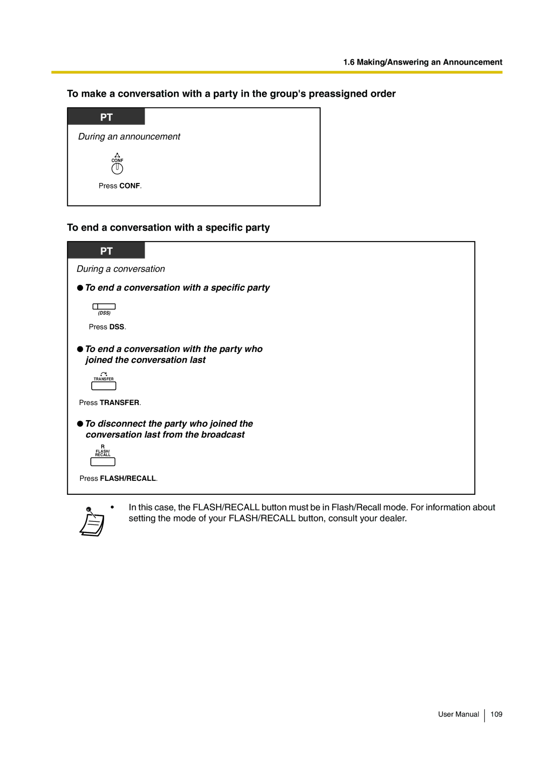 Panasonic KX-TDA200 user manual To end a conversation with a specific party 