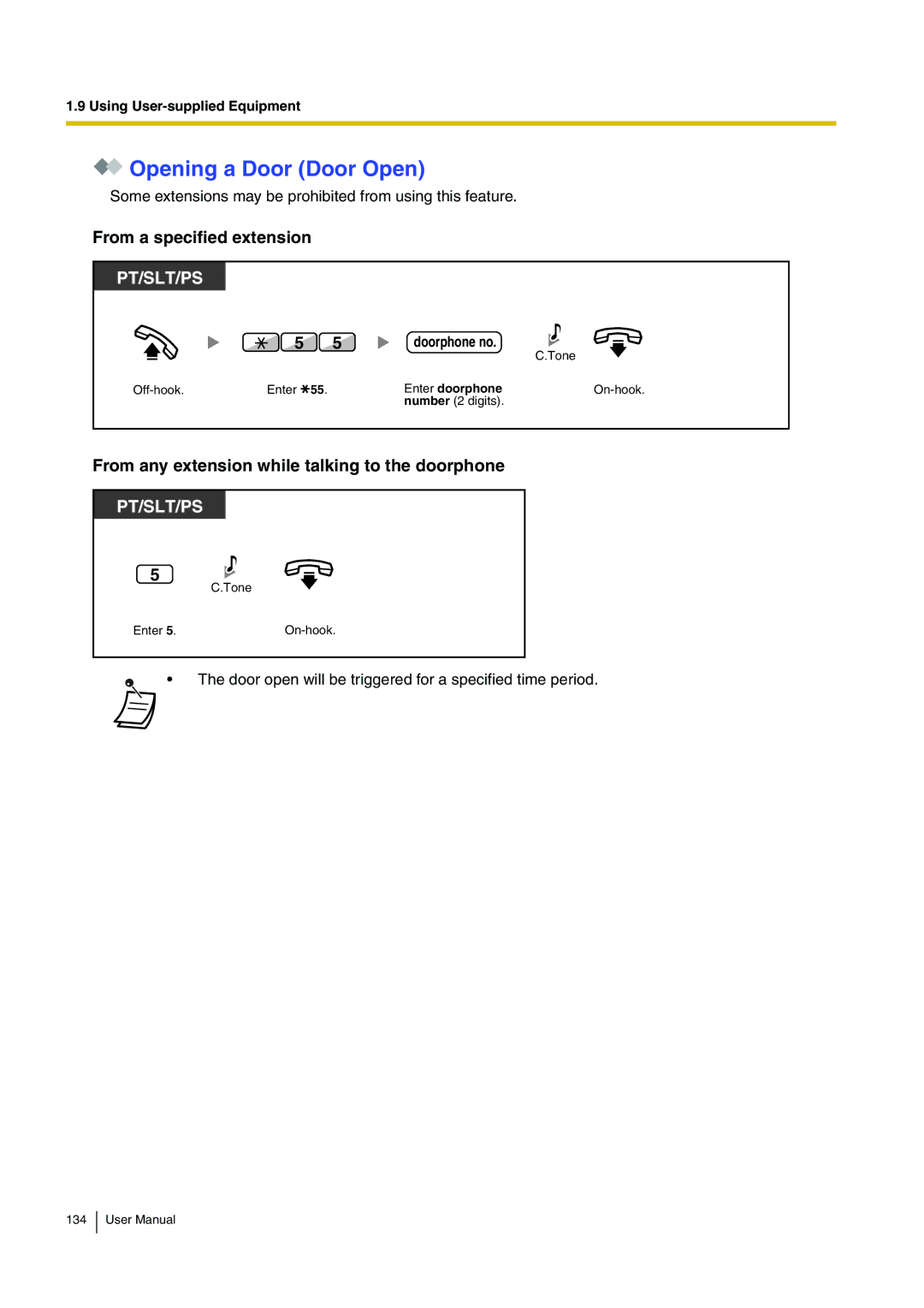 Panasonic KX-TDA200 user manual Opening a Door Door Open, From a specified extension 