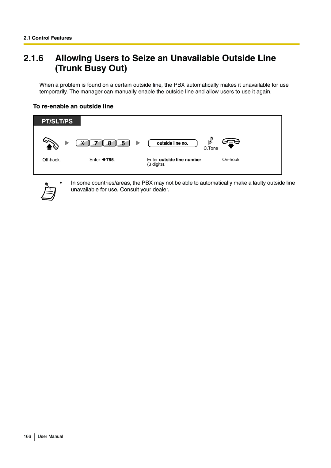 Panasonic KX-TDA200 user manual To re-enable an outside line, Outside line no 