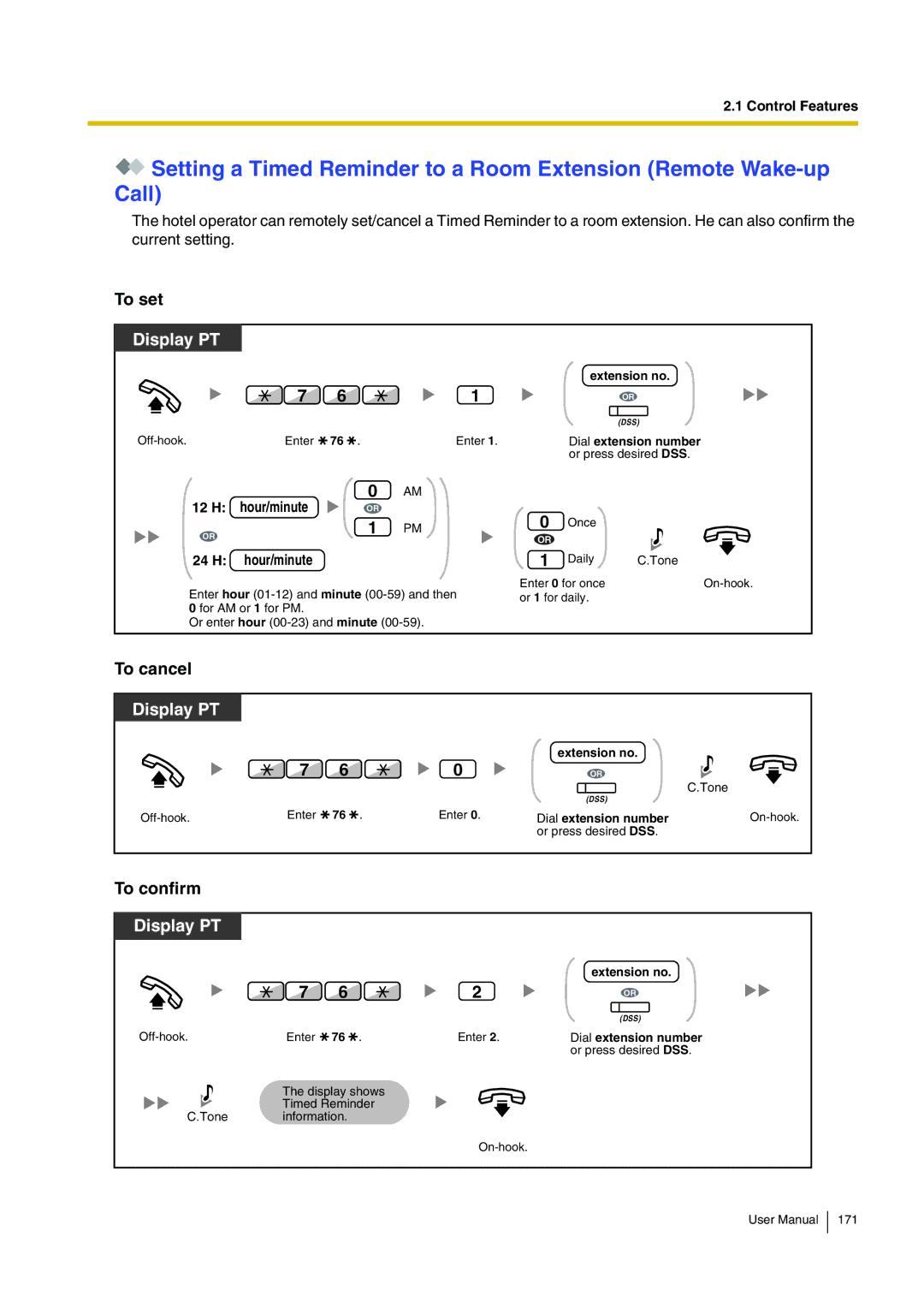 Panasonic KX-TDA200 user manual To set, Hour/minute 