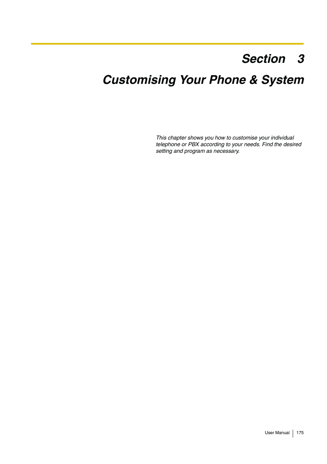 Panasonic KX-TDA200 user manual Section Customising Your Phone & System 