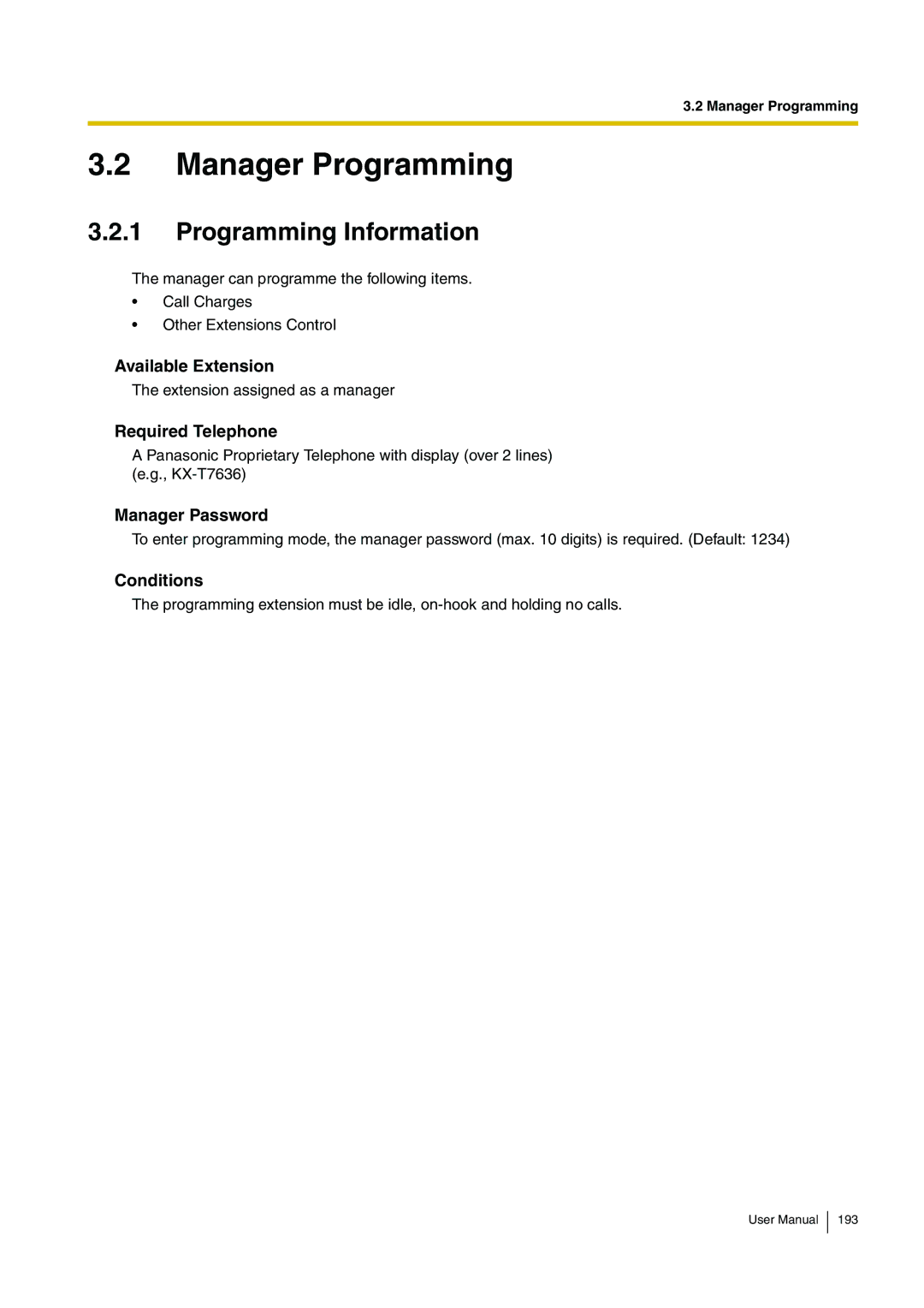 Panasonic KX-TDA200 user manual Manager Programming, Programming Information 