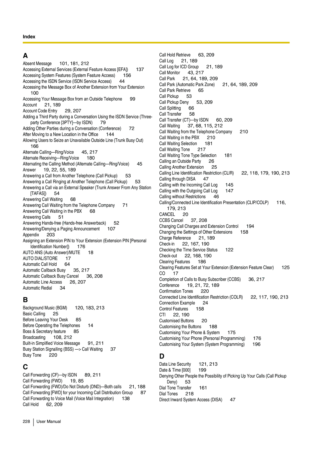 Panasonic KX-TDA200 user manual Index 