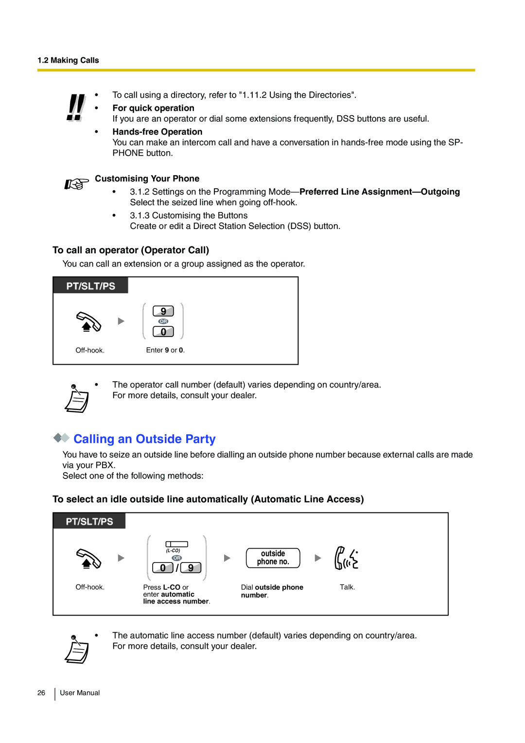 Panasonic KX-TDA200 user manual Calling an Outside Party, To call an operator Operator Call 