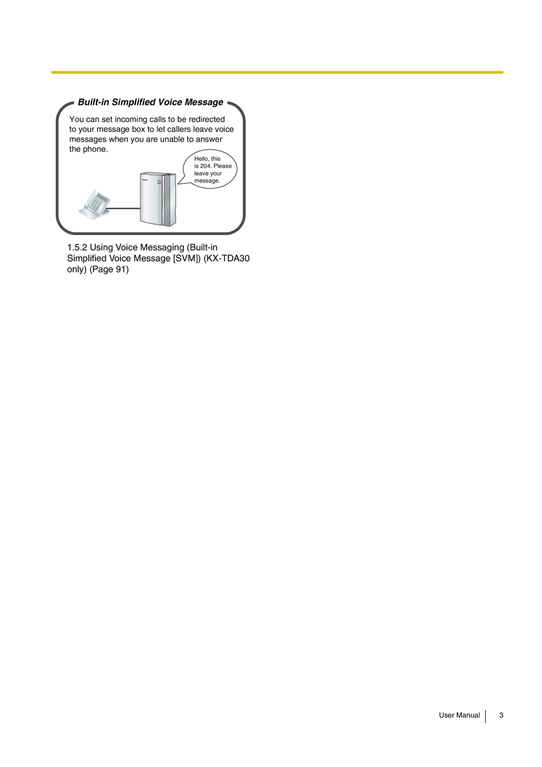 Panasonic KX-TDA200 user manual Built-in Simplified Voice Message 