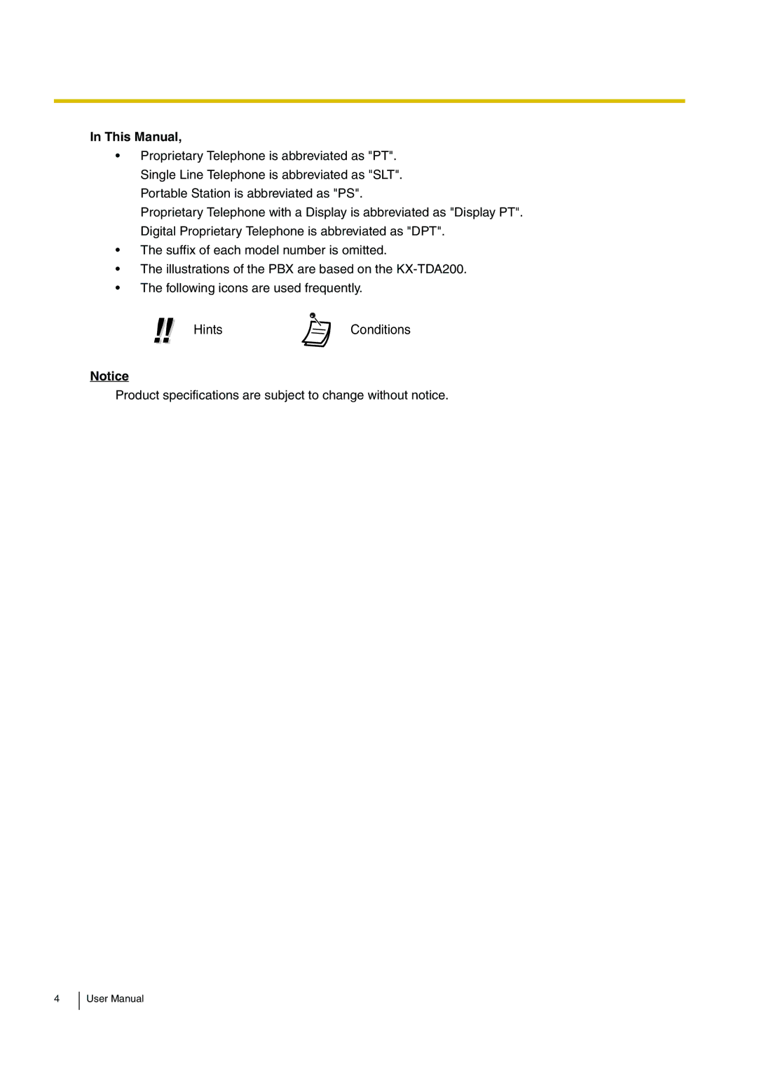 Panasonic KX-TDA200 user manual This Manual 