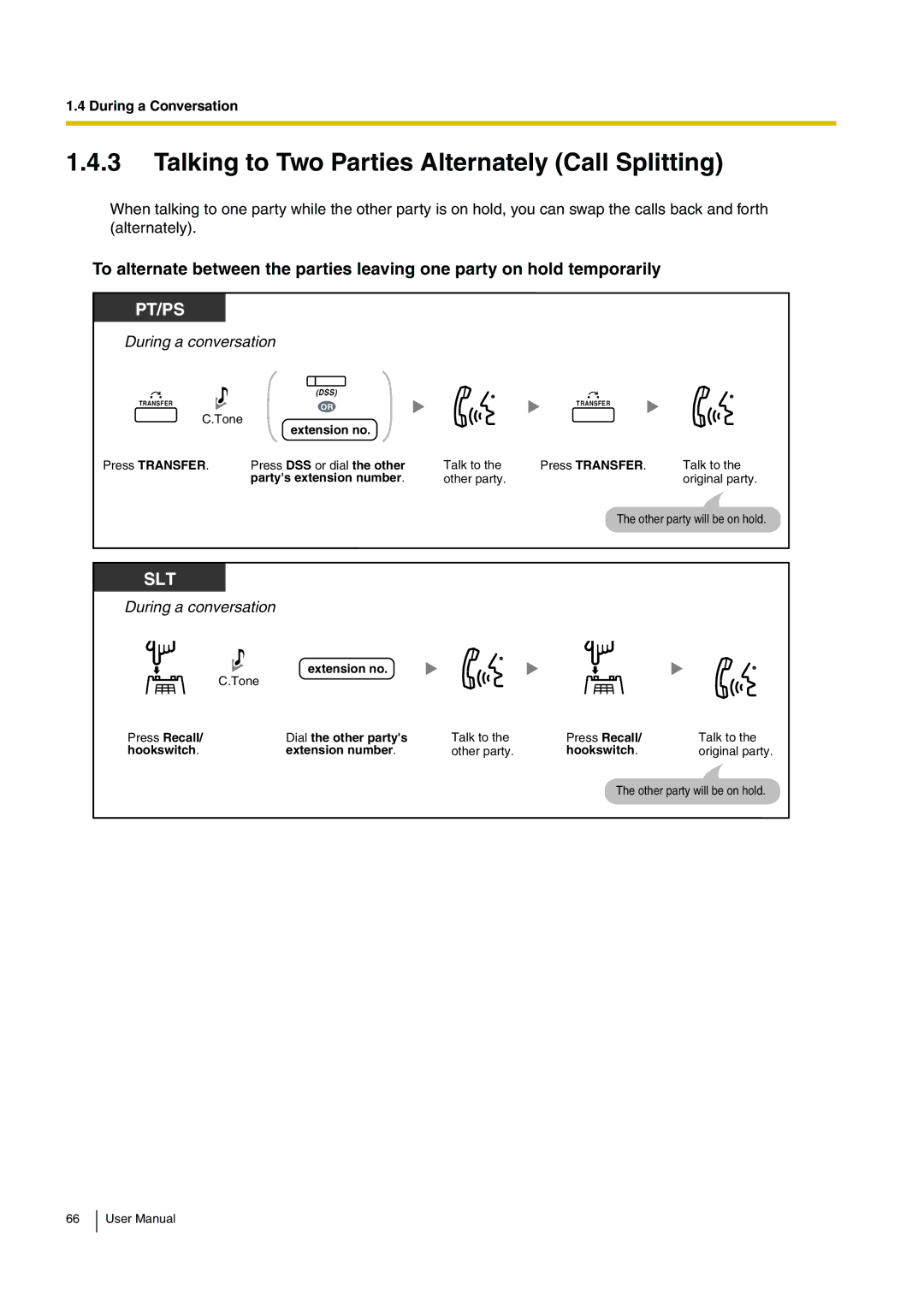 Panasonic KX-TDA200 user manual Talking to Two Parties Alternately Call Splitting 