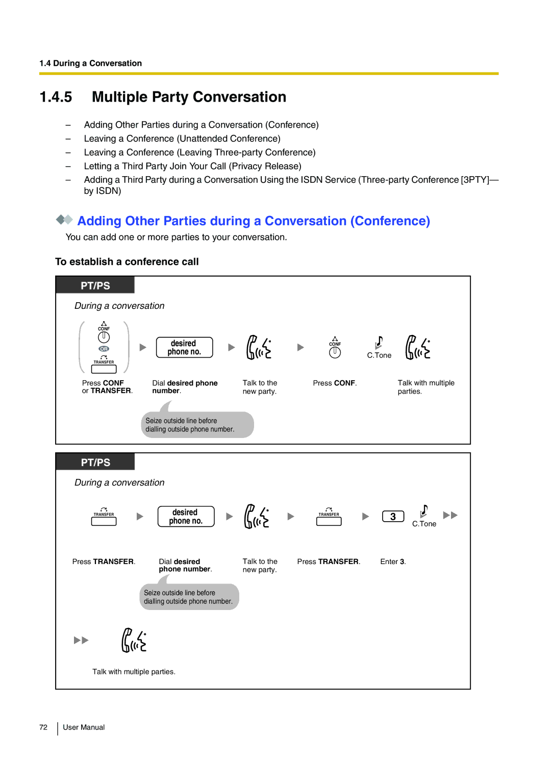 Panasonic KX-TDA200 user manual Multiple Party Conversation, Adding Other Parties during a Conversation Conference 