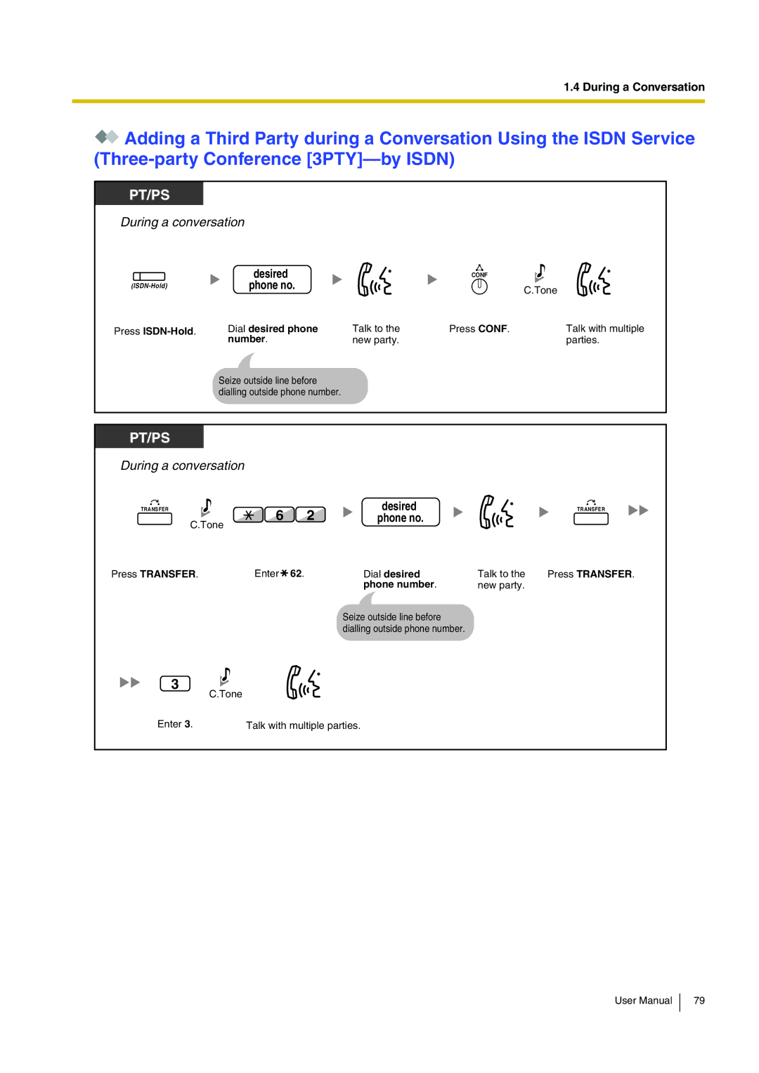 Panasonic KX-TDA200 user manual Press ISDN-Hold Dial desired phone 