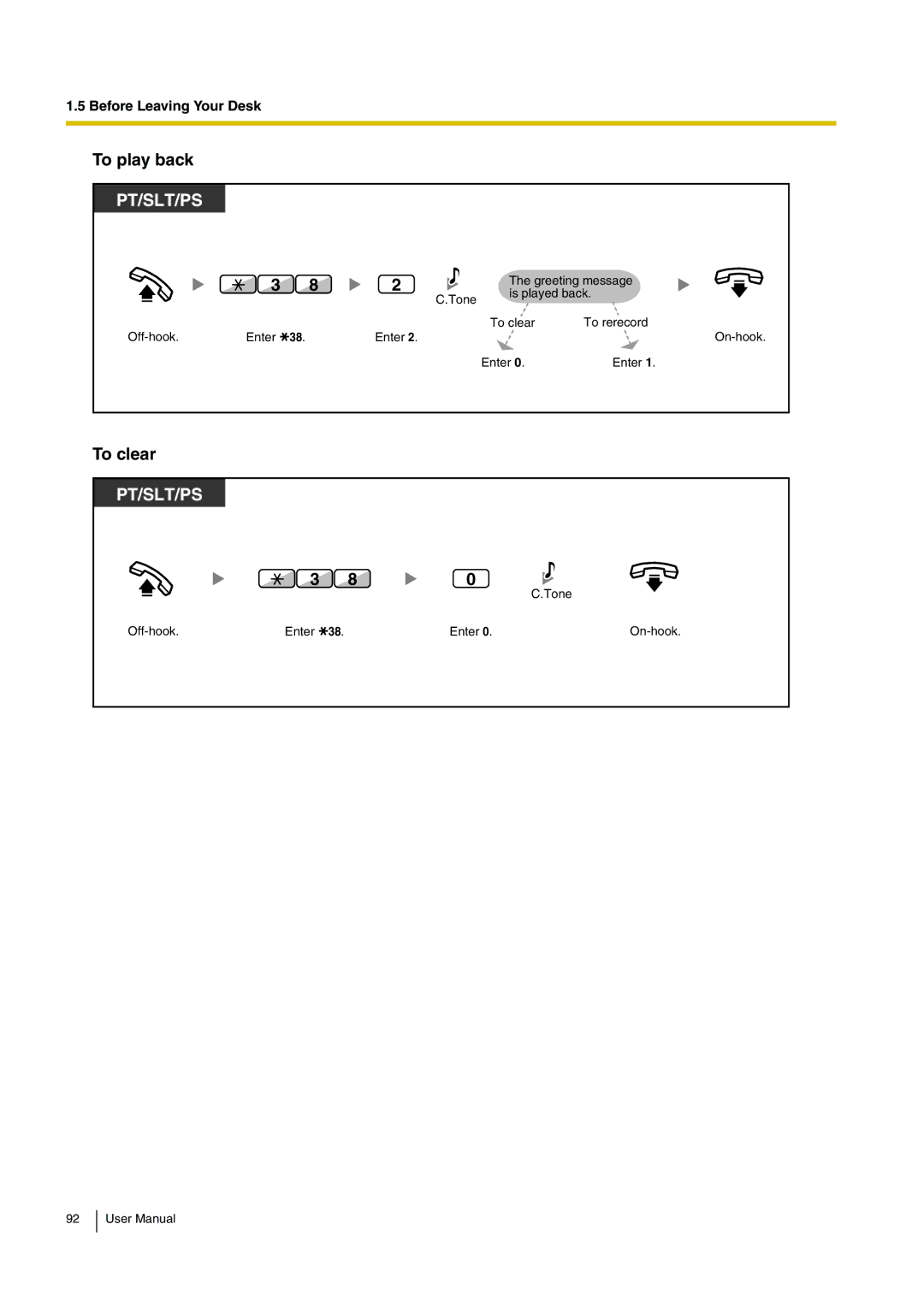 Panasonic KX-TDA200 user manual To play back, To clear 