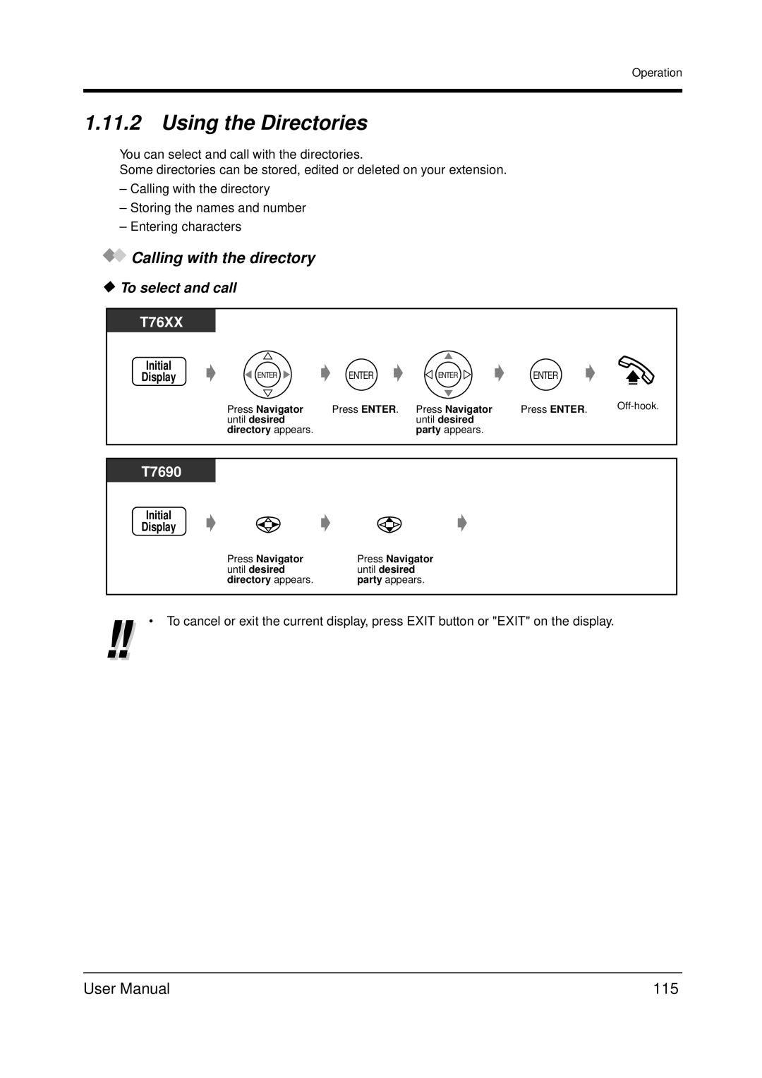 Panasonic KX-TDA200 user manual Using the Directories, Calling with the directory, 115, To select and call, Initial Display 