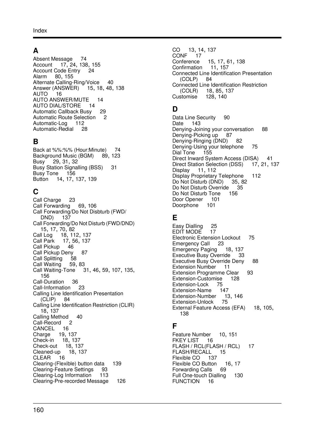 Panasonic KX-TDA200 user manual 160, Auto Auto ANSWER/MUTE Auto DIAL/STORE 