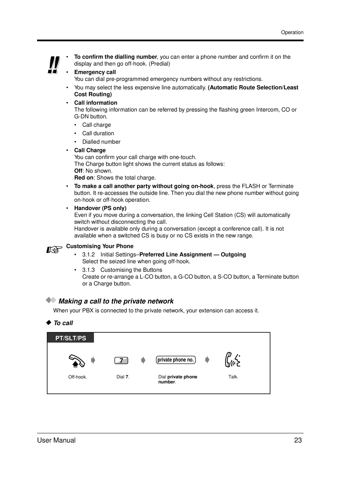 Panasonic KX-TDA200 user manual Making a call to the private network, To call 