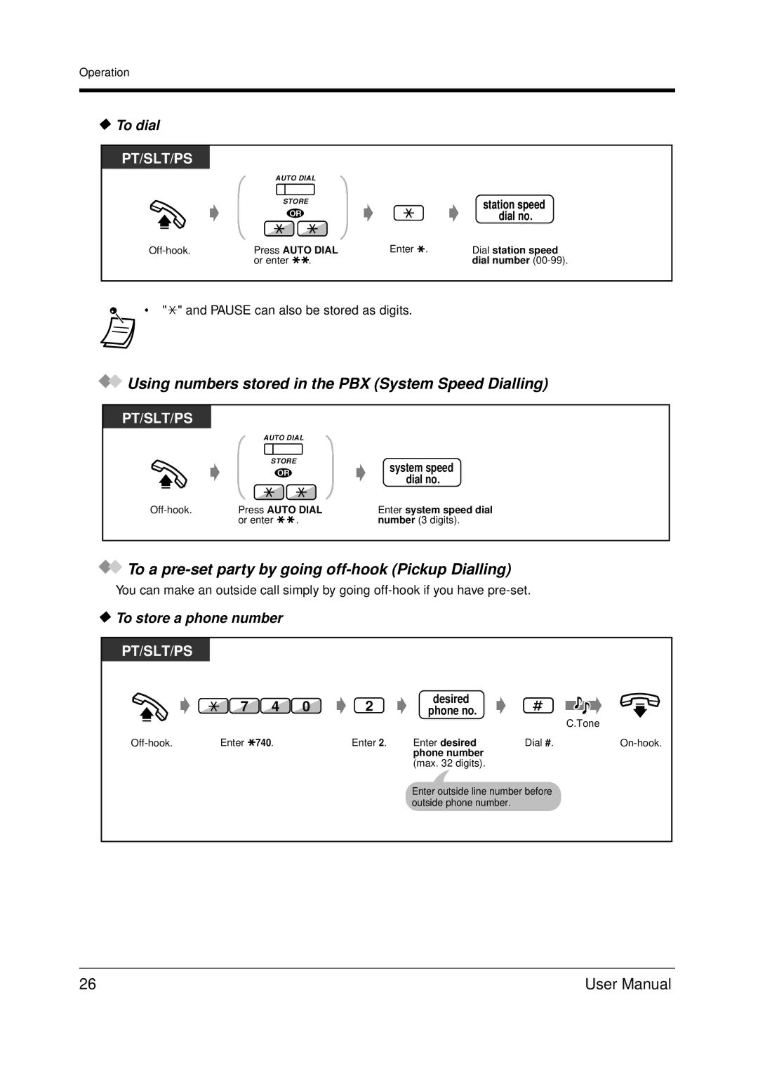 Panasonic KX-TDA200 user manual Using numbers stored in the PBX System Speed Dialling, To dial, Desired Phone no 