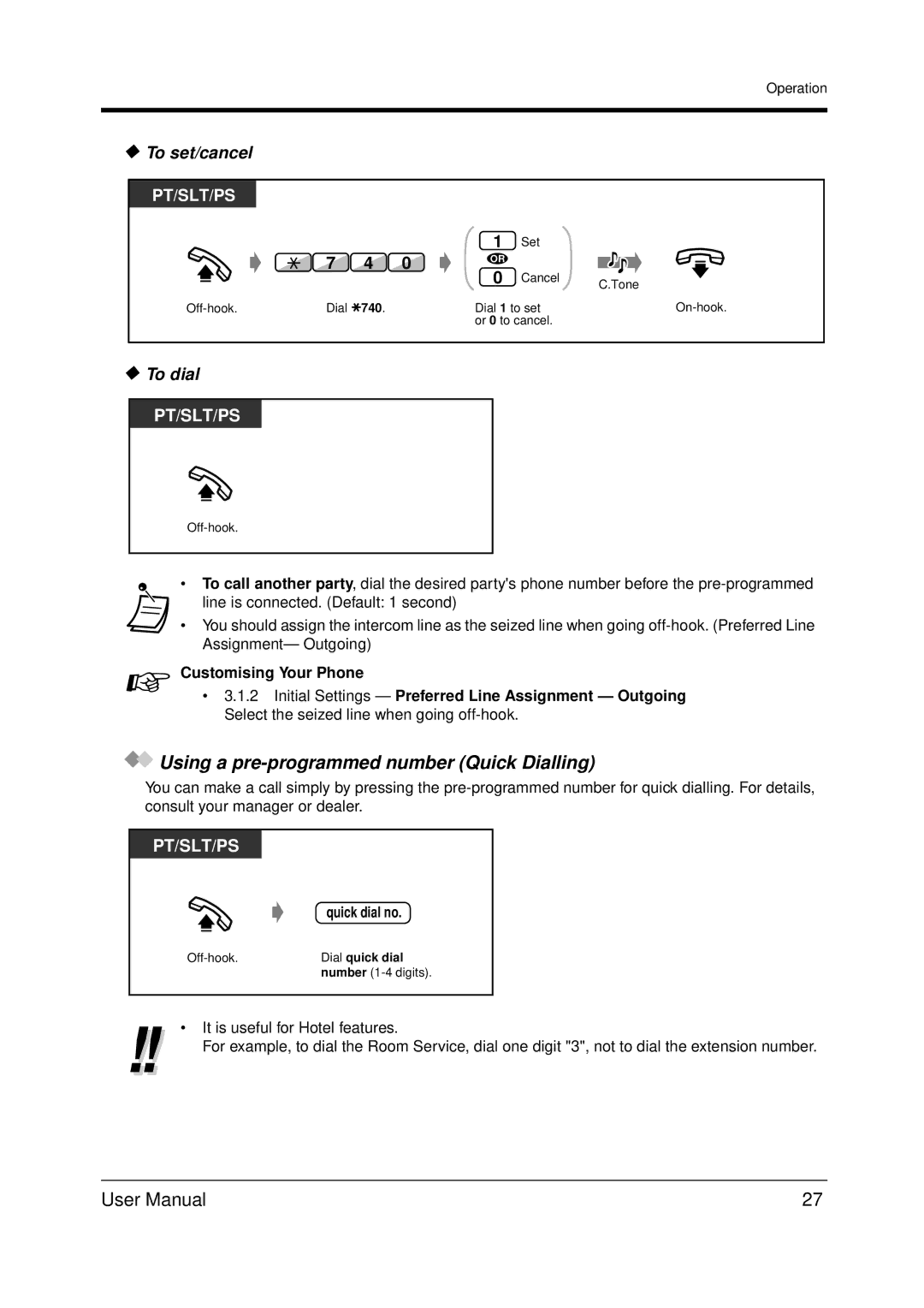 Panasonic KX-TDA200 user manual Using a pre-programmed number Quick Dialling, To set/cancel, Quick dial no 