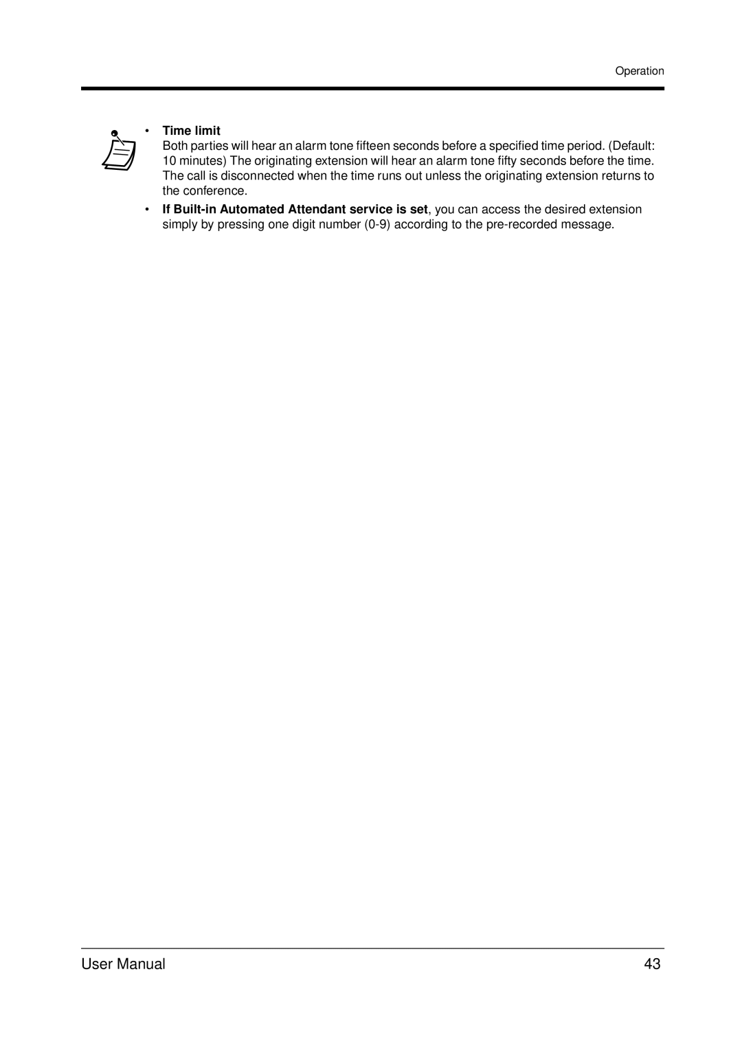 Panasonic KX-TDA200 user manual Time limit 