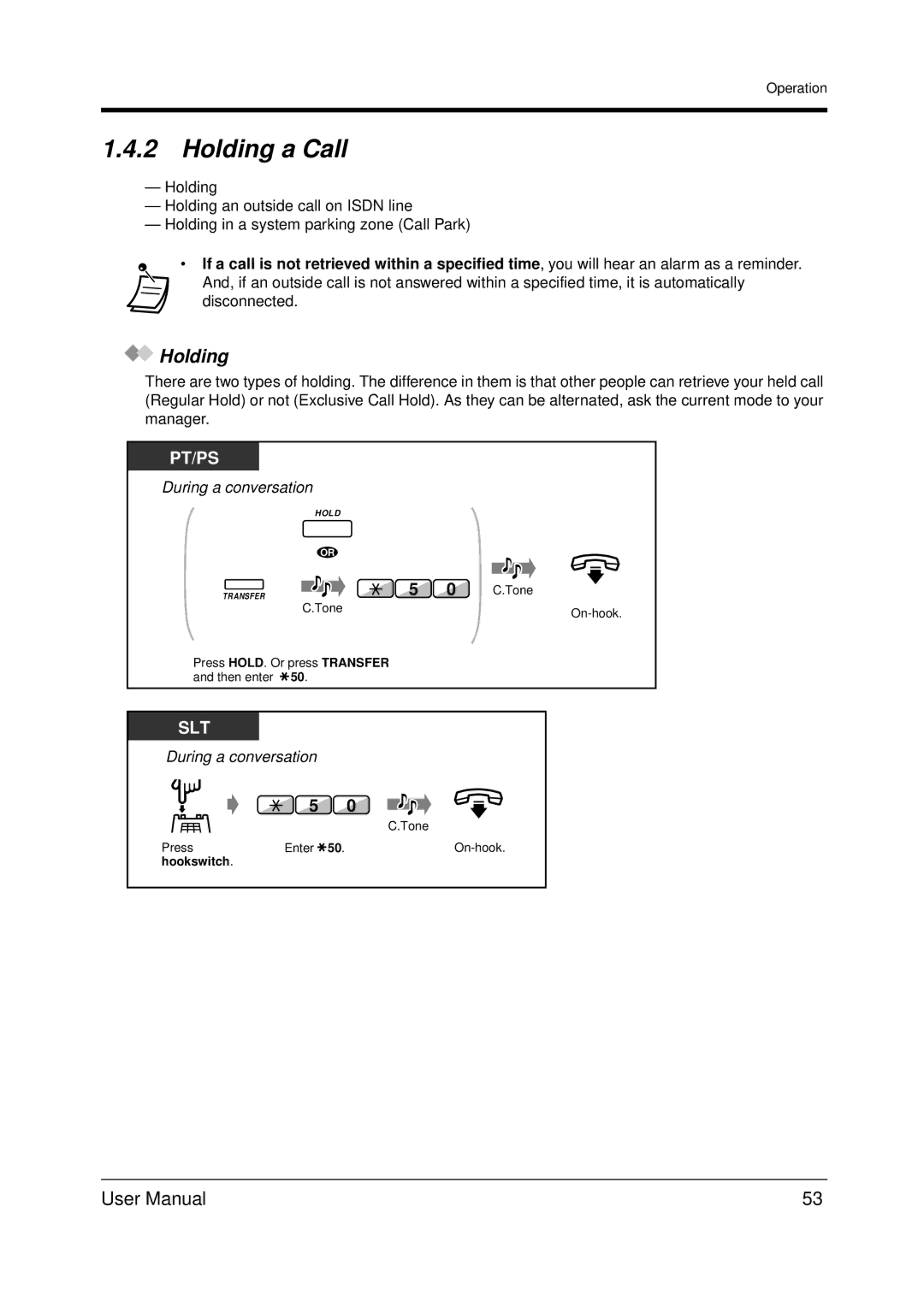 Panasonic KX-TDA200 user manual Holding a Call 