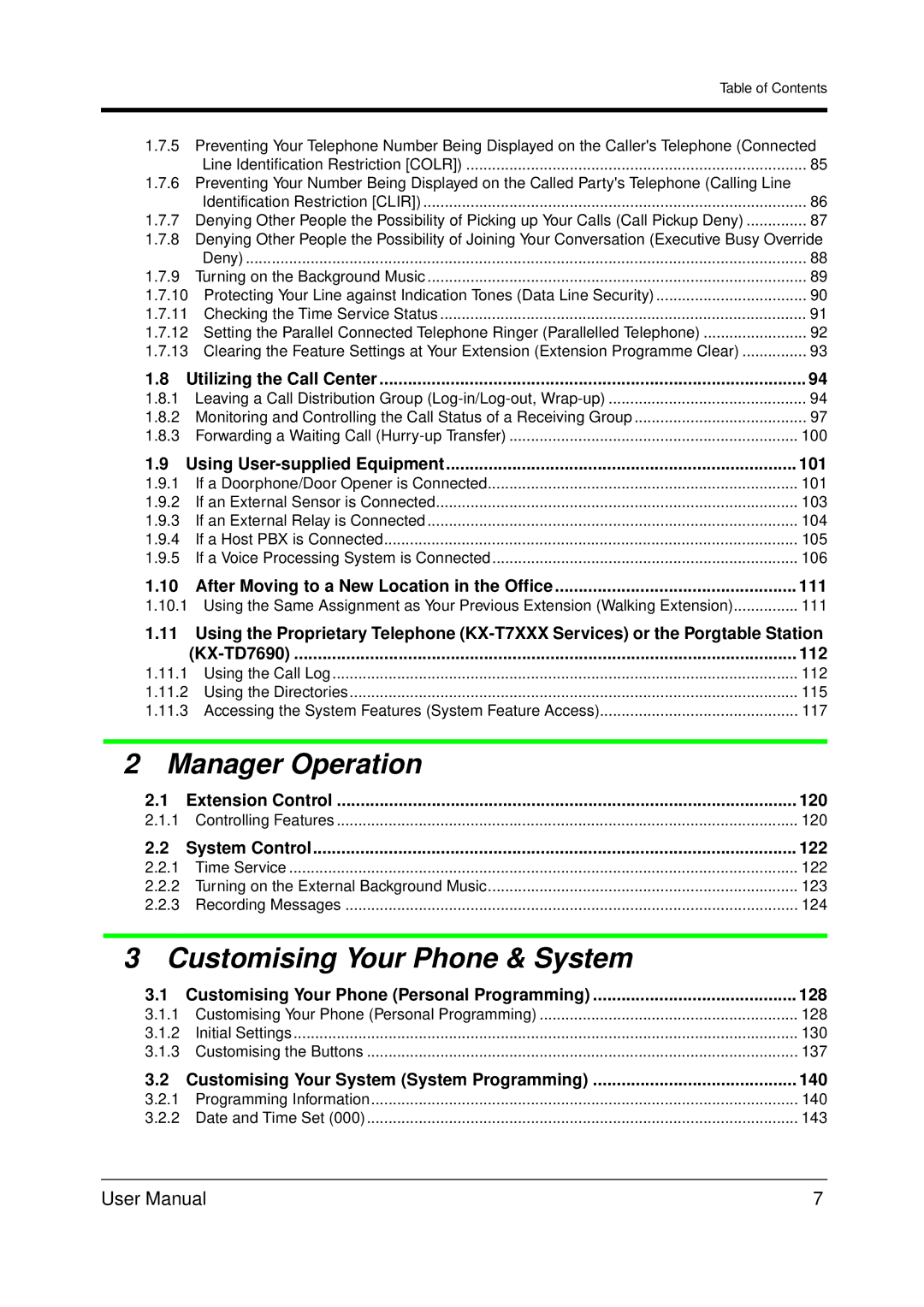 Panasonic KX-TDA200 user manual Manager Operation 