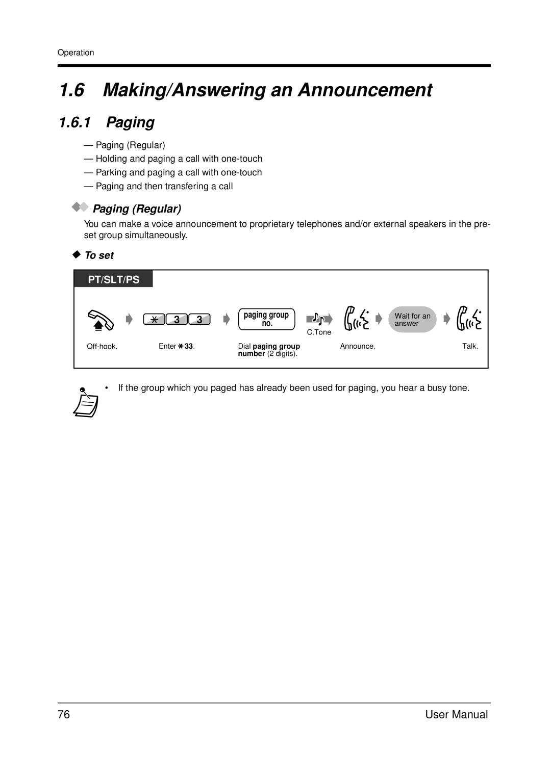 Panasonic KX-TDA200 user manual Making/Answering an Announcement, Paging Regular 