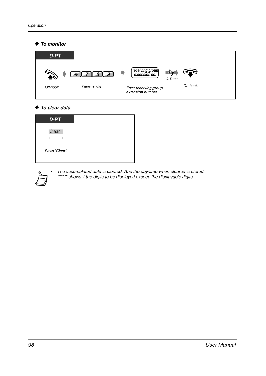 Panasonic KX-TDA200 user manual To monitor, To clear data 