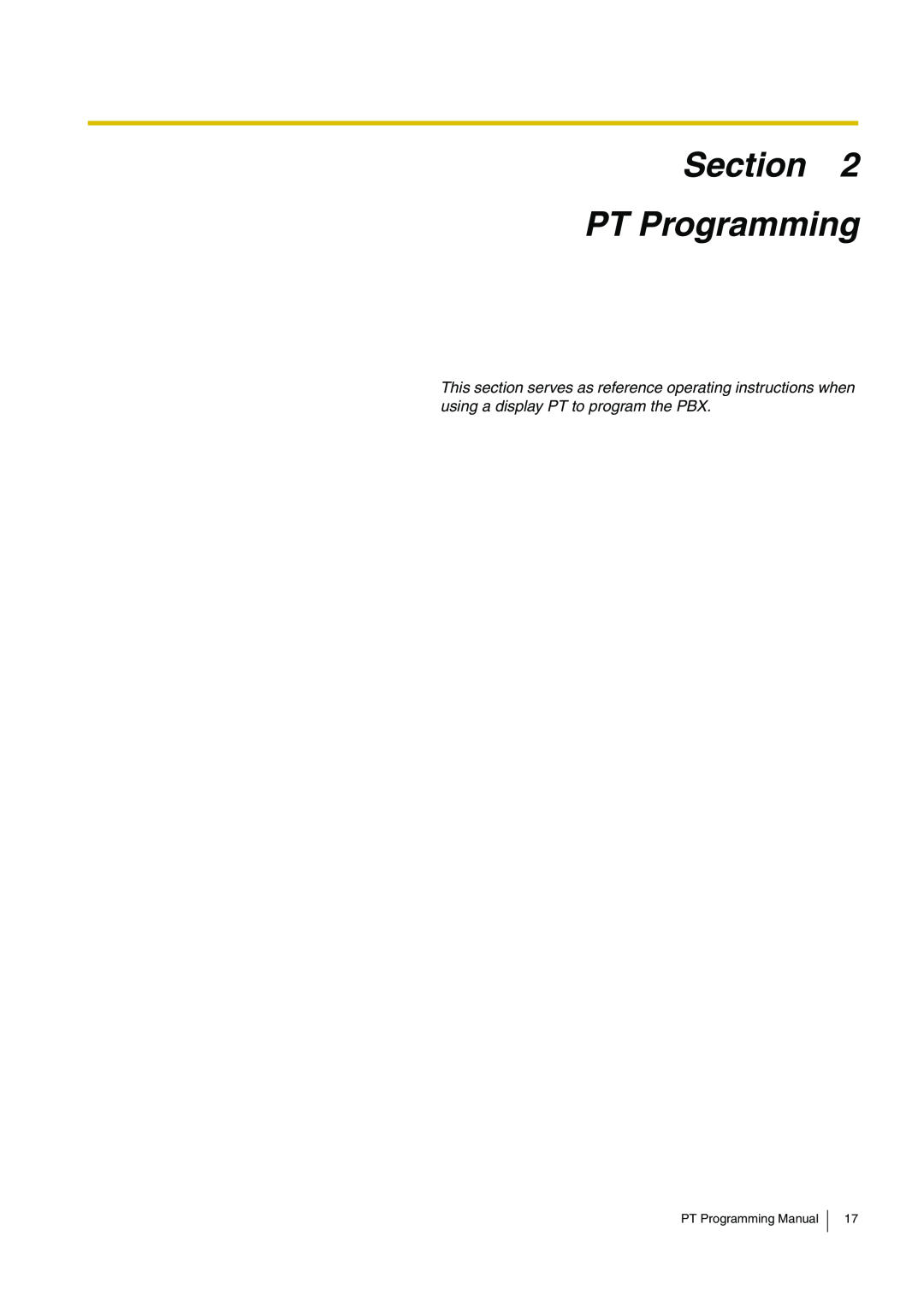 Panasonic KX-TDA200 manual Section PT Programming 