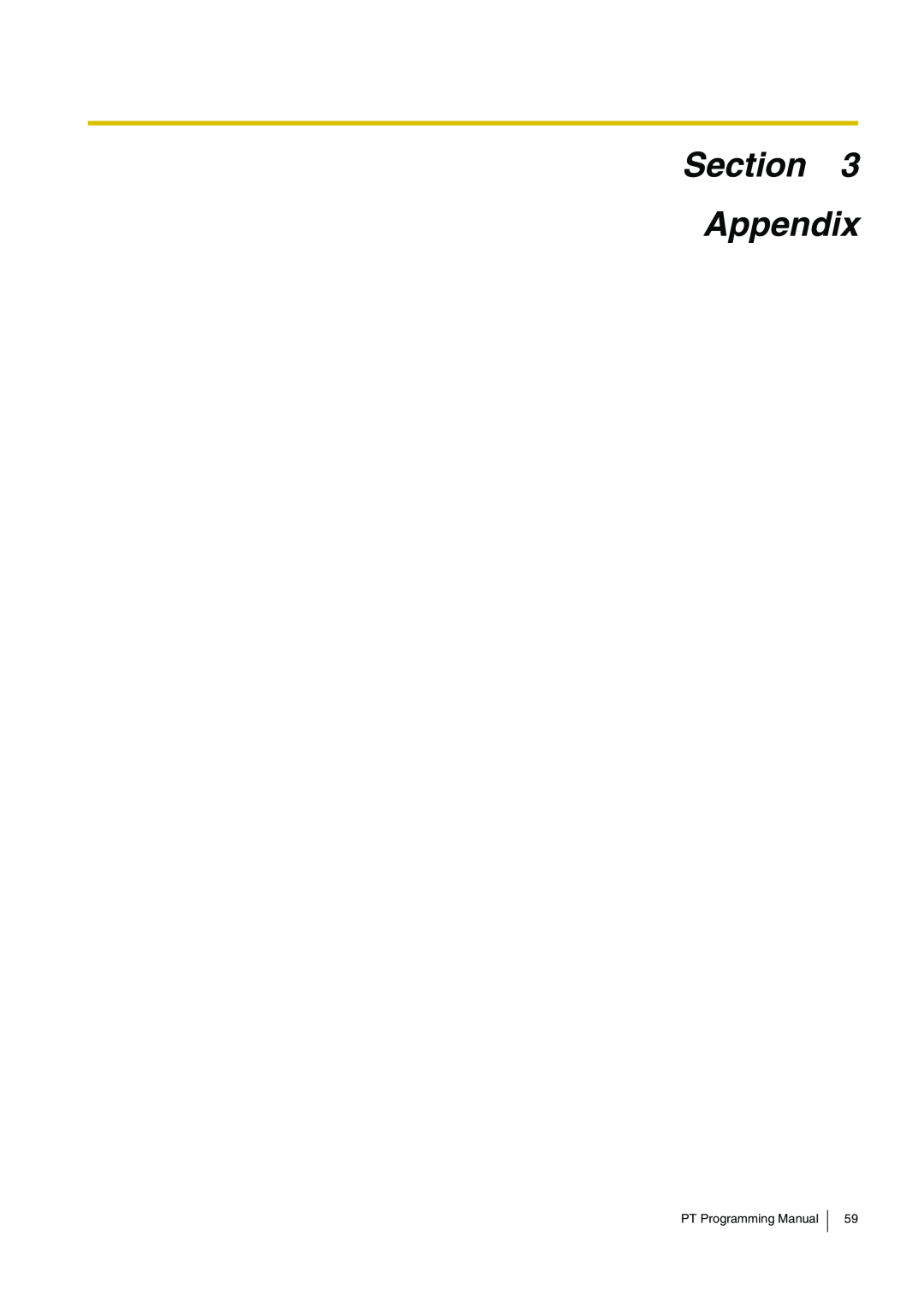 Panasonic KX-TDA200 manual Section, Appendix, PT Programming Manual 