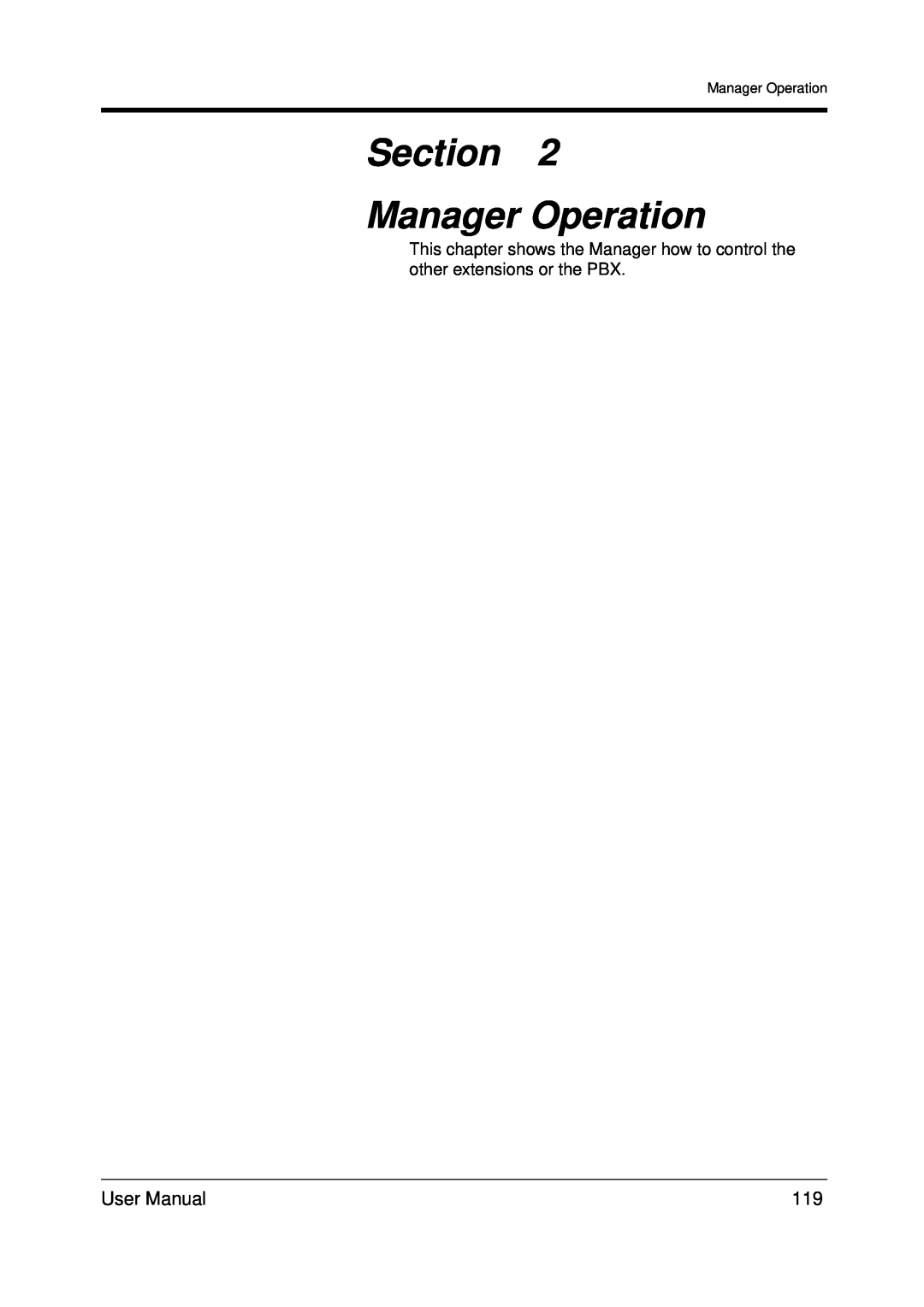 Panasonic KX-TDA200 user manual Section Manager Operation 