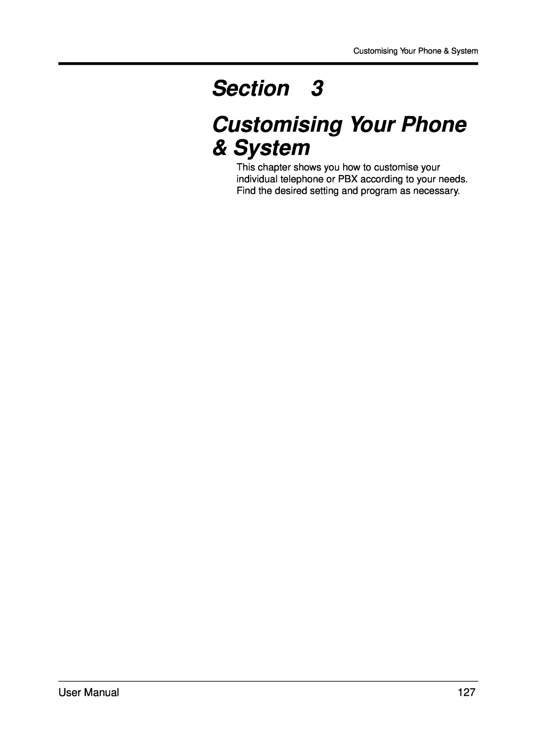 Panasonic KX-TDA200 user manual Section Customising Your Phone & System 