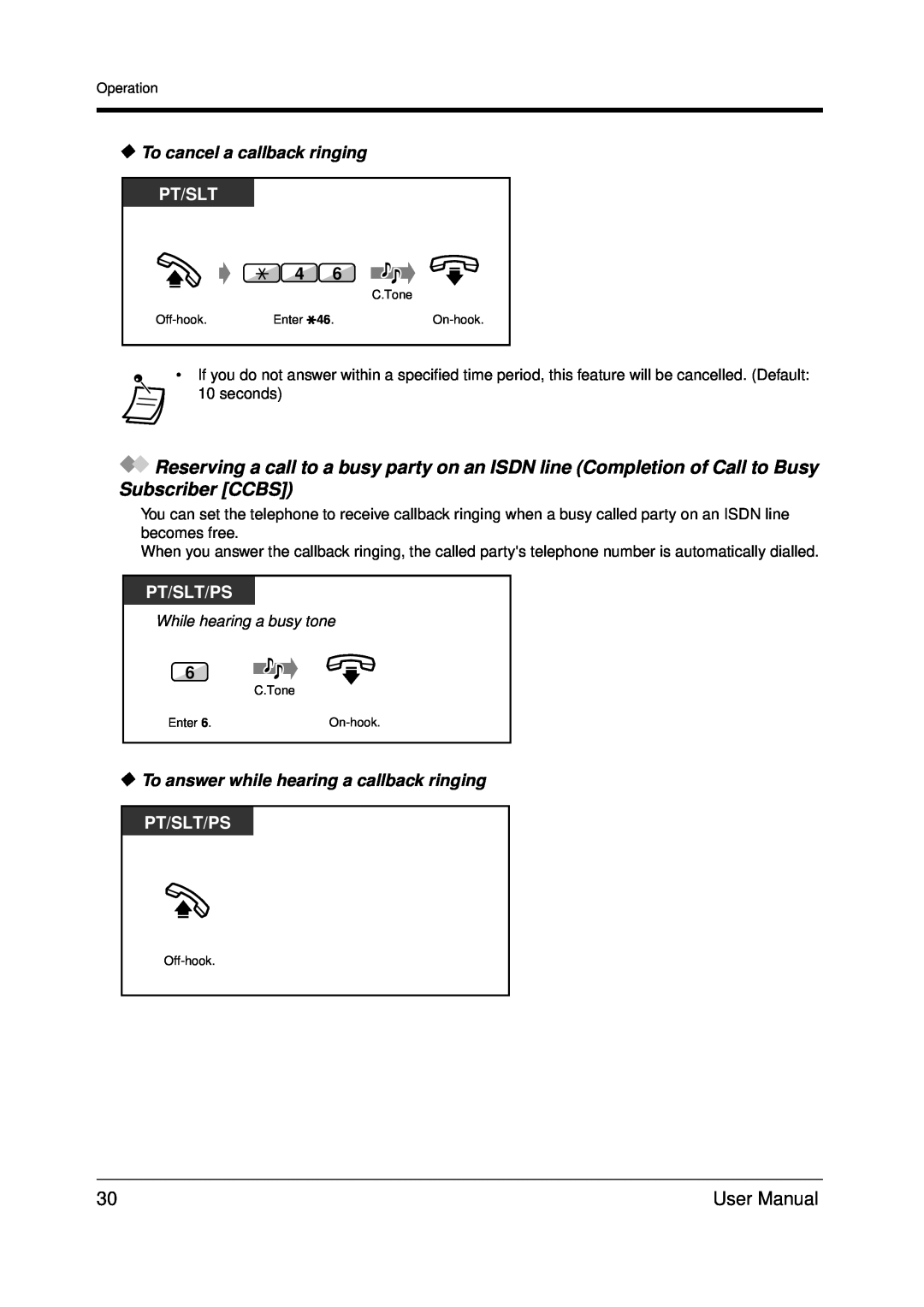 Panasonic KX-TDA200 user manual To cancel a callback ringing, Pt/Slt/Ps, To answer while hearing a callback ringing 
