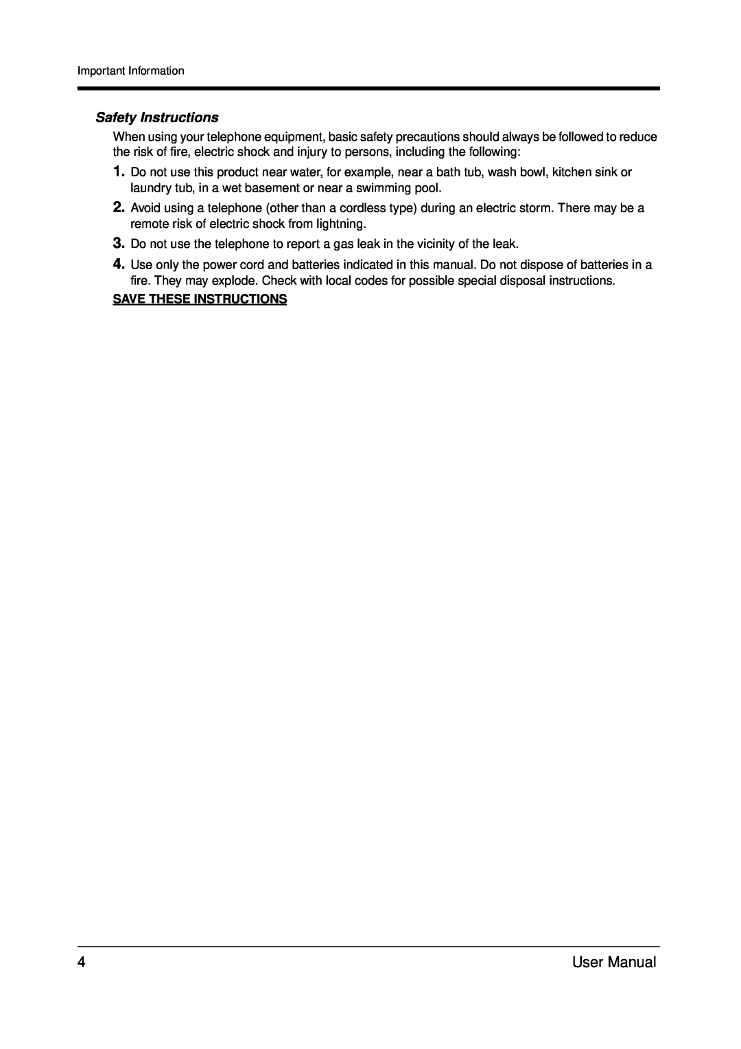 Panasonic KX-TDA200 user manual Safety Instructions, Save These Instructions 