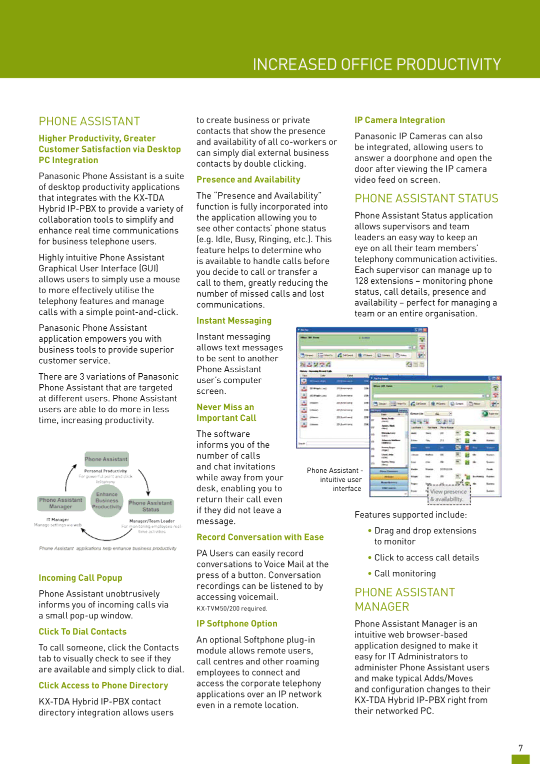 Panasonic KX-TDA200AL manual Increased Office Productivity 