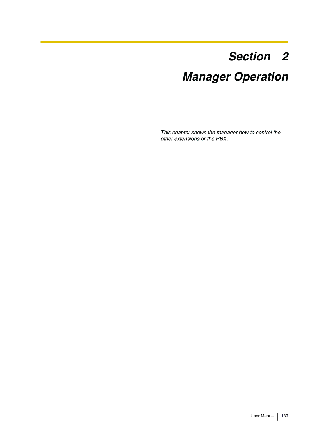 Panasonic KX-TDA30 user manual Section Manager Operation 