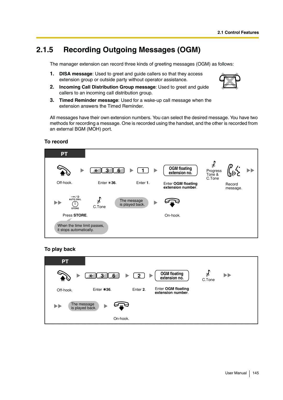 Panasonic KX-TDA30 user manual Recording Outgoing Messages OGM, To record, To play back, OGM floating 