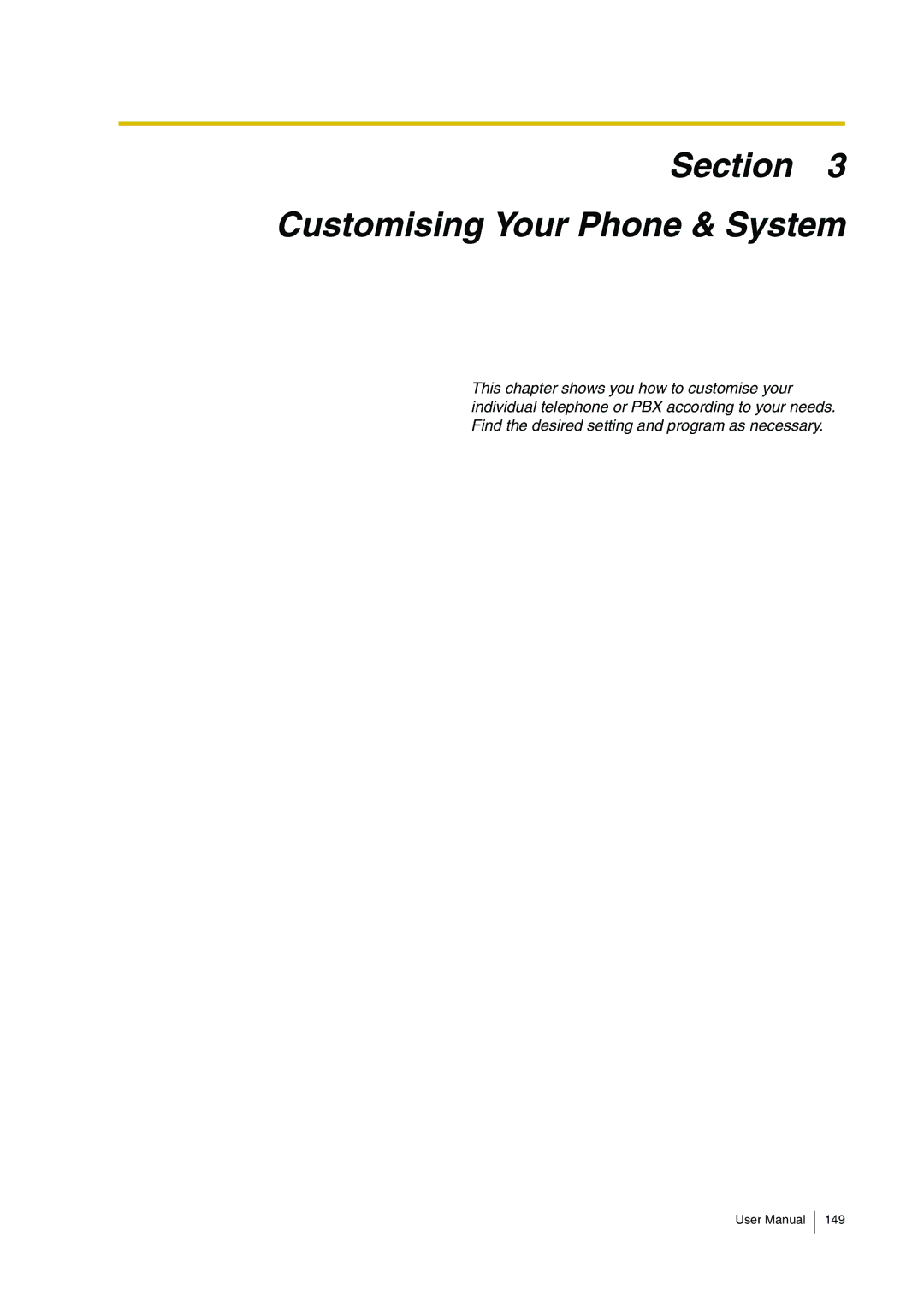 Panasonic KX-TDA30 user manual Section Customising Your Phone & System 