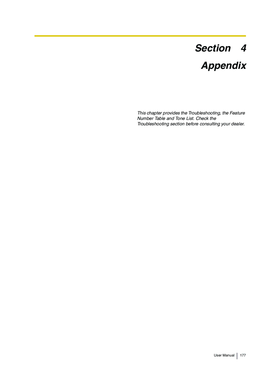 Panasonic KX-TDA30 user manual Section Appendix 